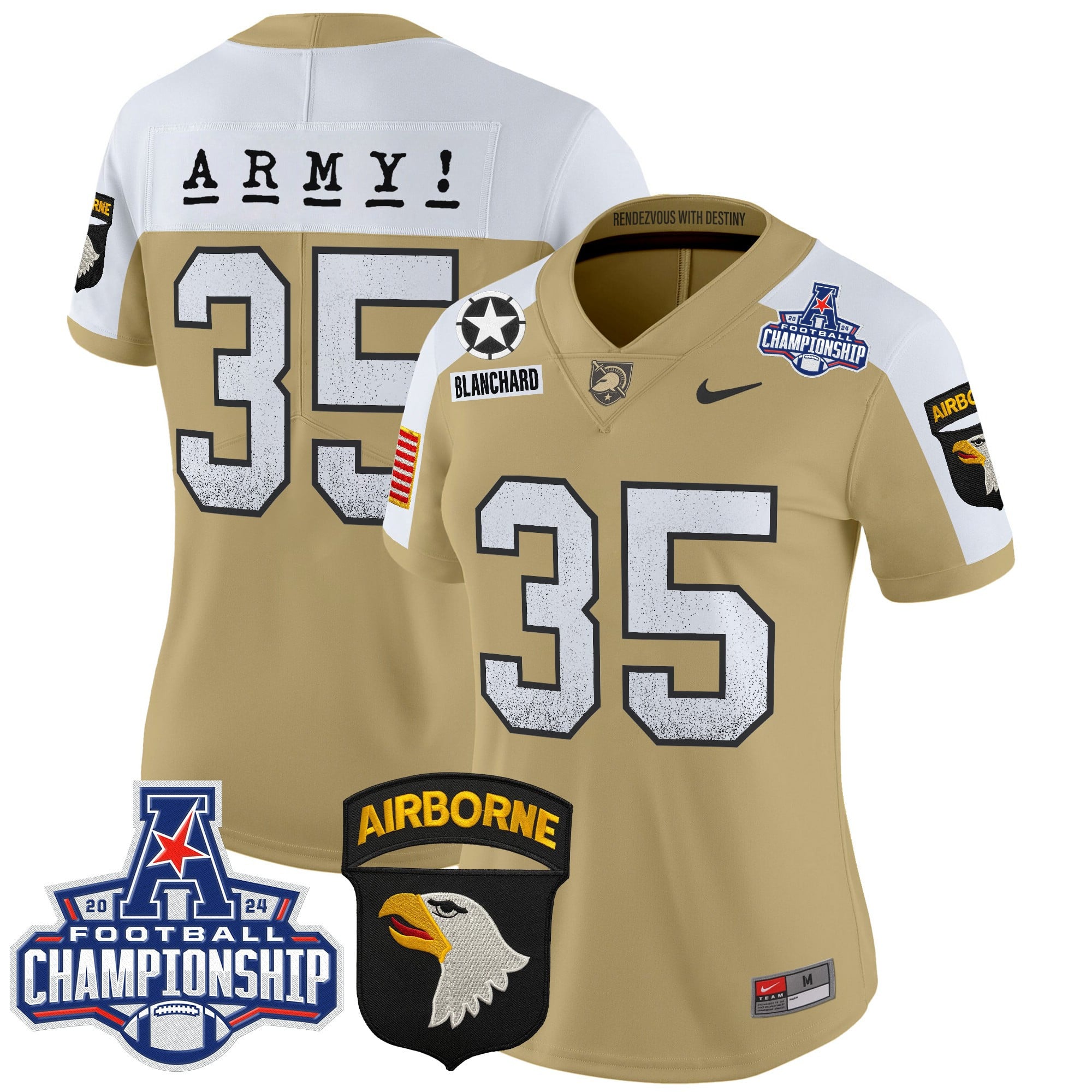 Women’s Army Black Knights 2024 AAC Championship Patch Vapor Limited Jersey – All Stitched