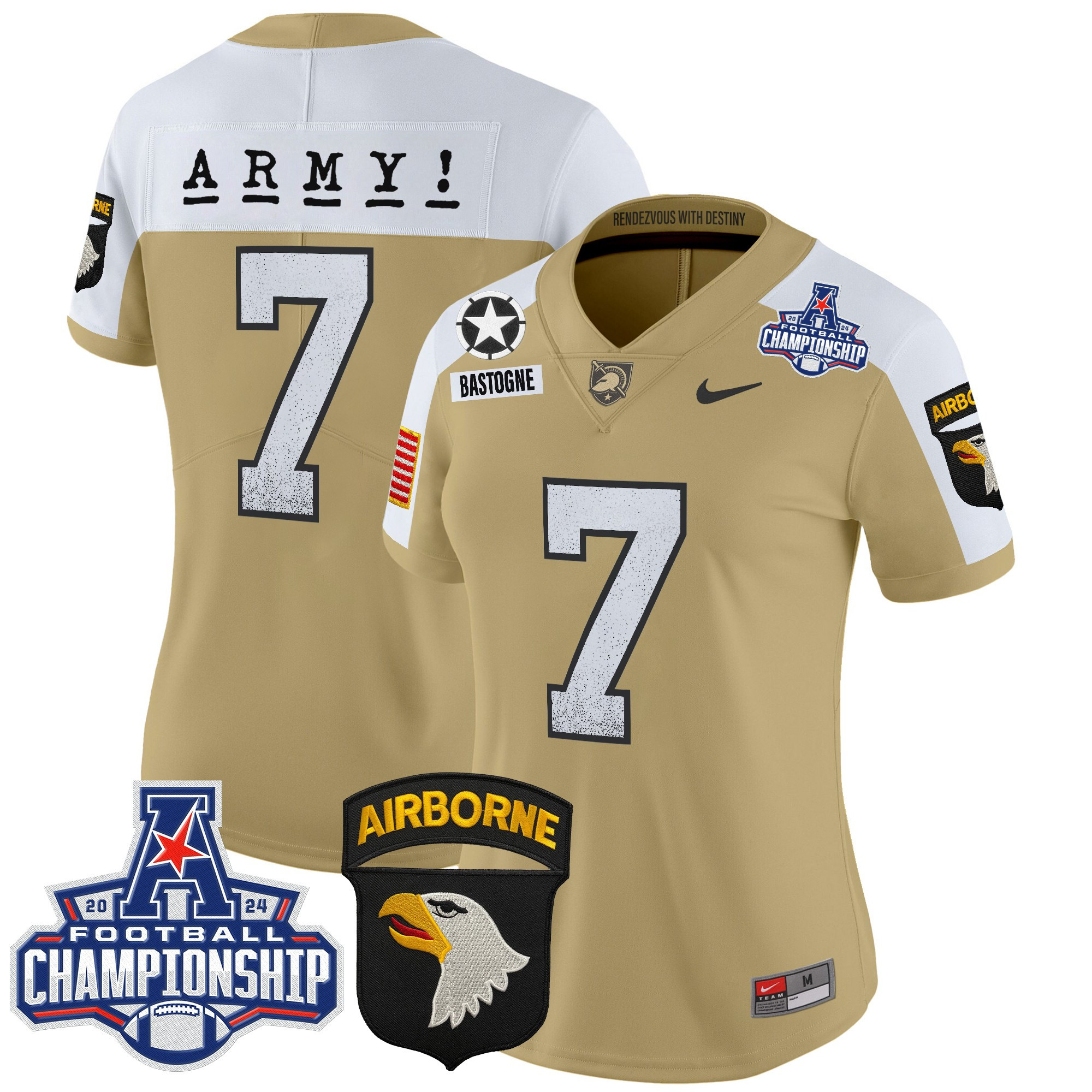 Women’s Army Black Knights 2024 AAC Championship Patch Vapor Limited Jersey – All Stitched