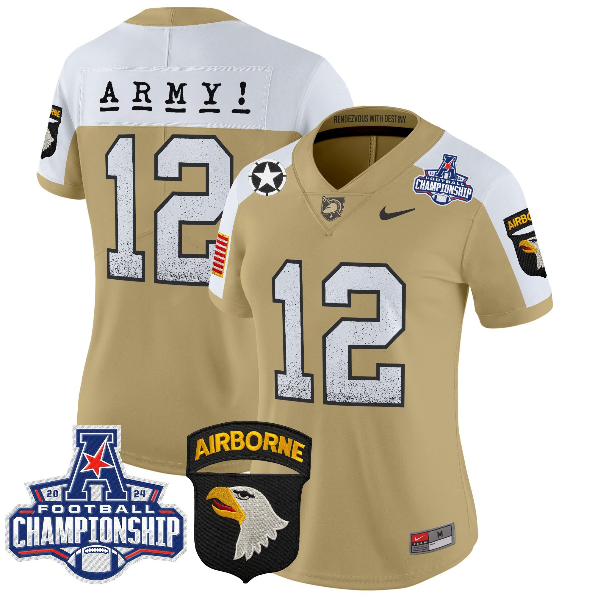 Women’s Army Black Knights 2024 AAC Championship Patch Vapor Limited Jersey – All Stitched