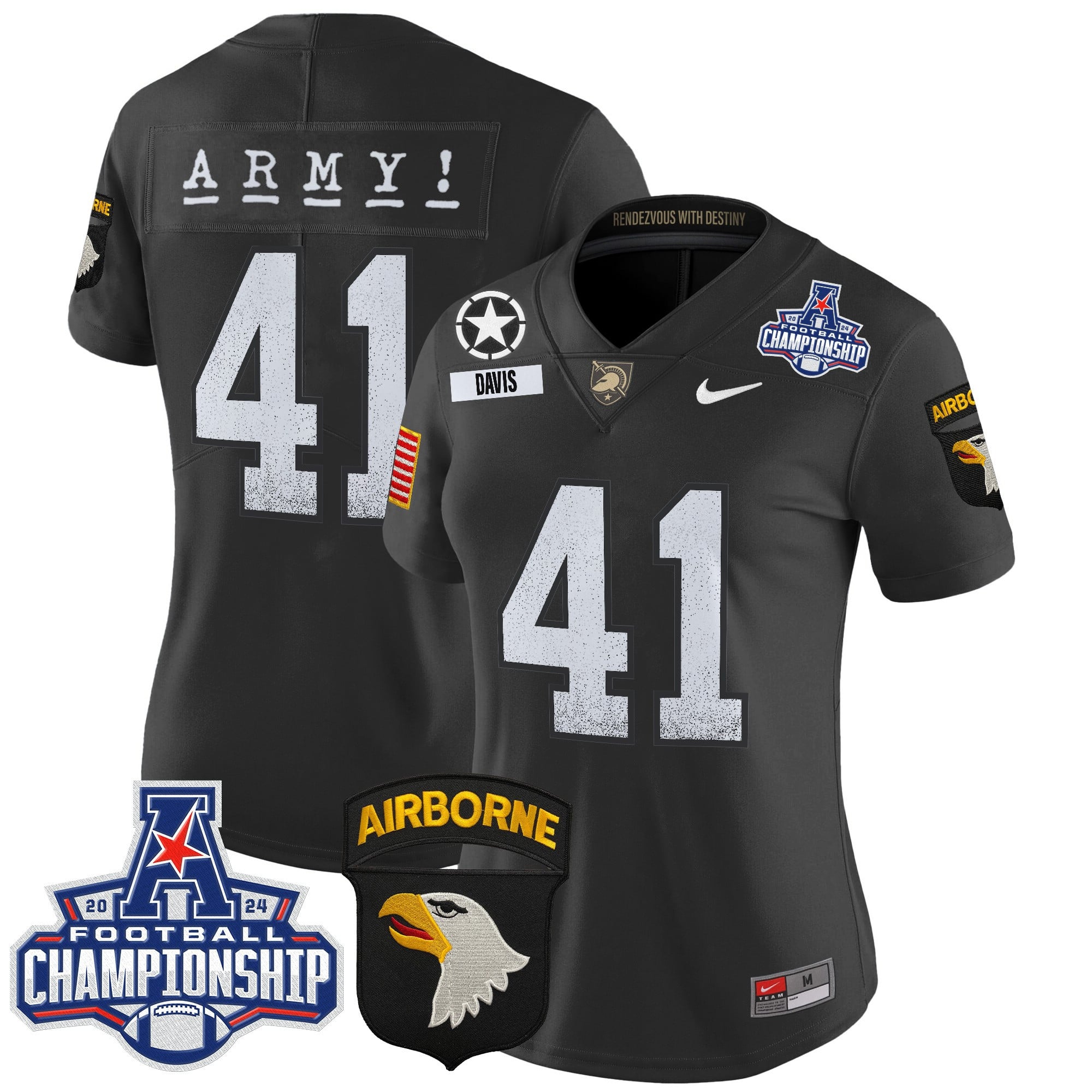 Women’s Army Black Knights 2024 AAC Championship Patch Vapor Limited Jersey – All Stitched