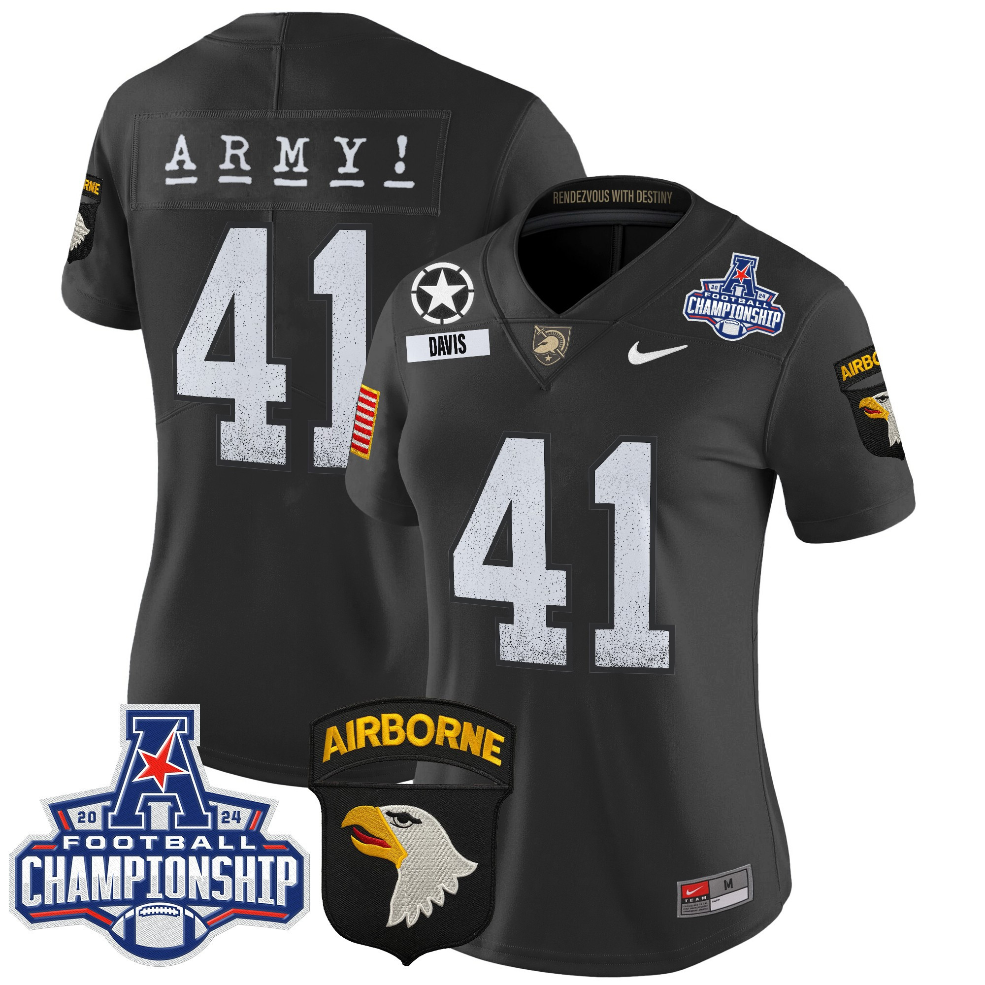 Women’s Army Black Knights 2024 AAC Championship Patch Vapor Limited Jersey – All Stitched