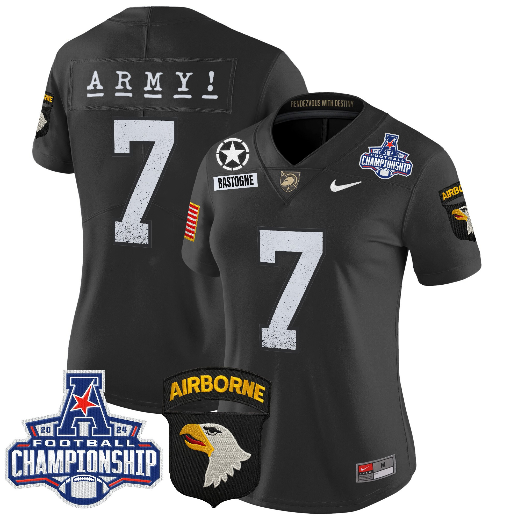 Women’s Army Black Knights 2024 AAC Championship Patch Vapor Limited Jersey – All Stitched