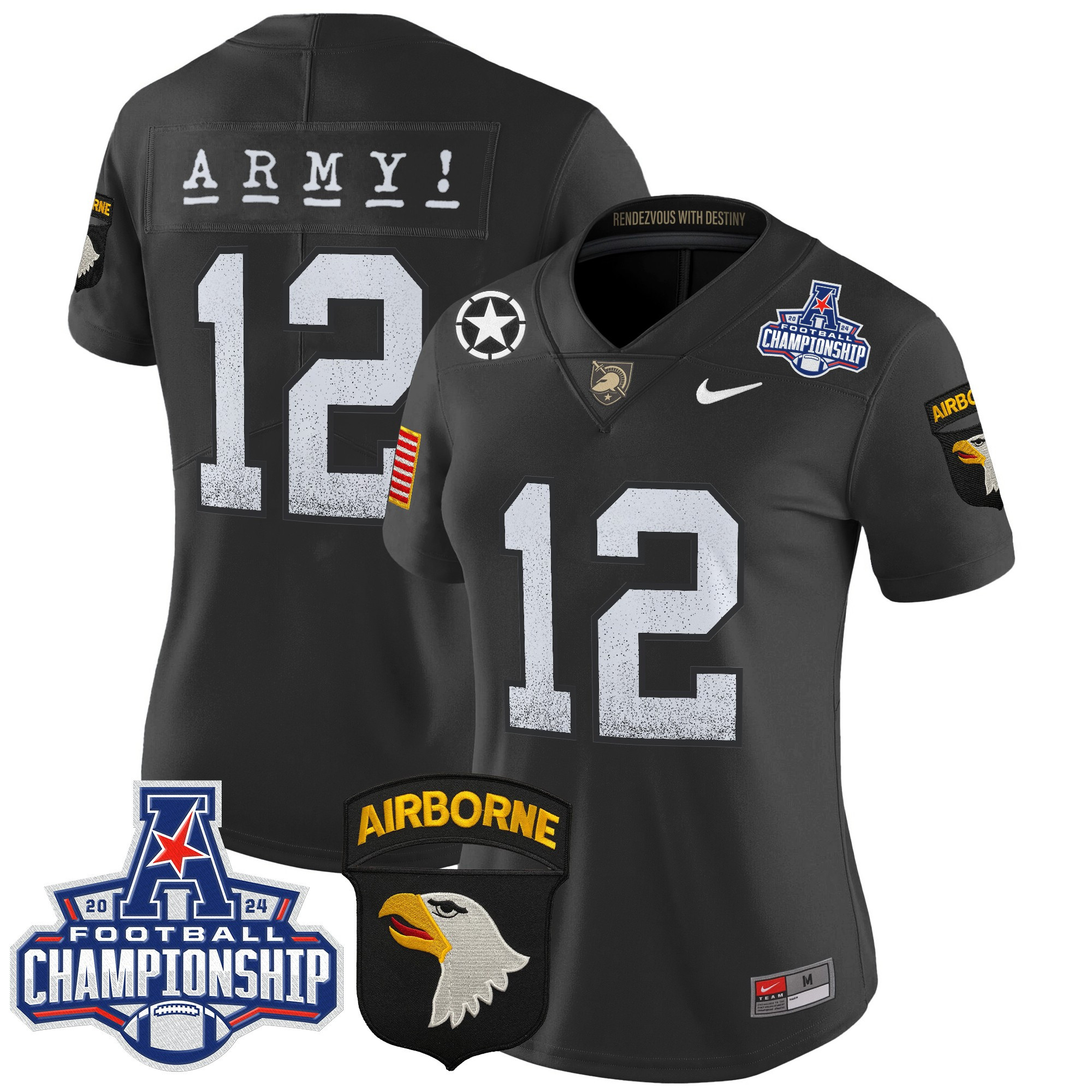 Women’s Army Black Knights 2024 AAC Championship Patch Vapor Limited Jersey – All Stitched
