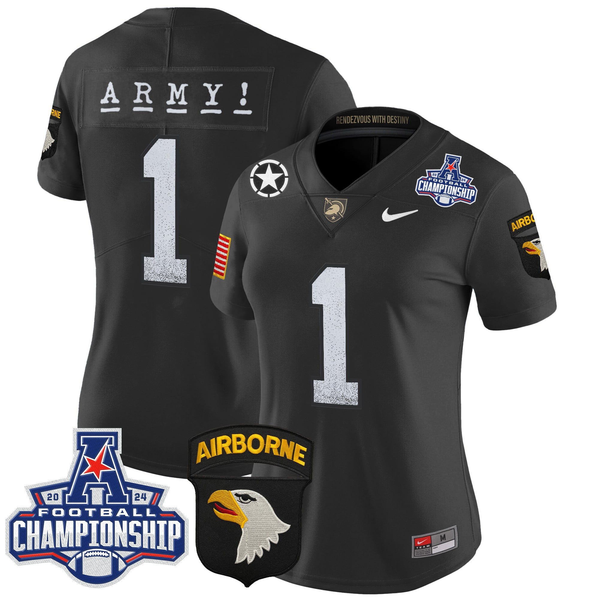 Women’s Army Black Knights 2024 AAC Championship Patch Vapor Limited Jersey – All Stitched