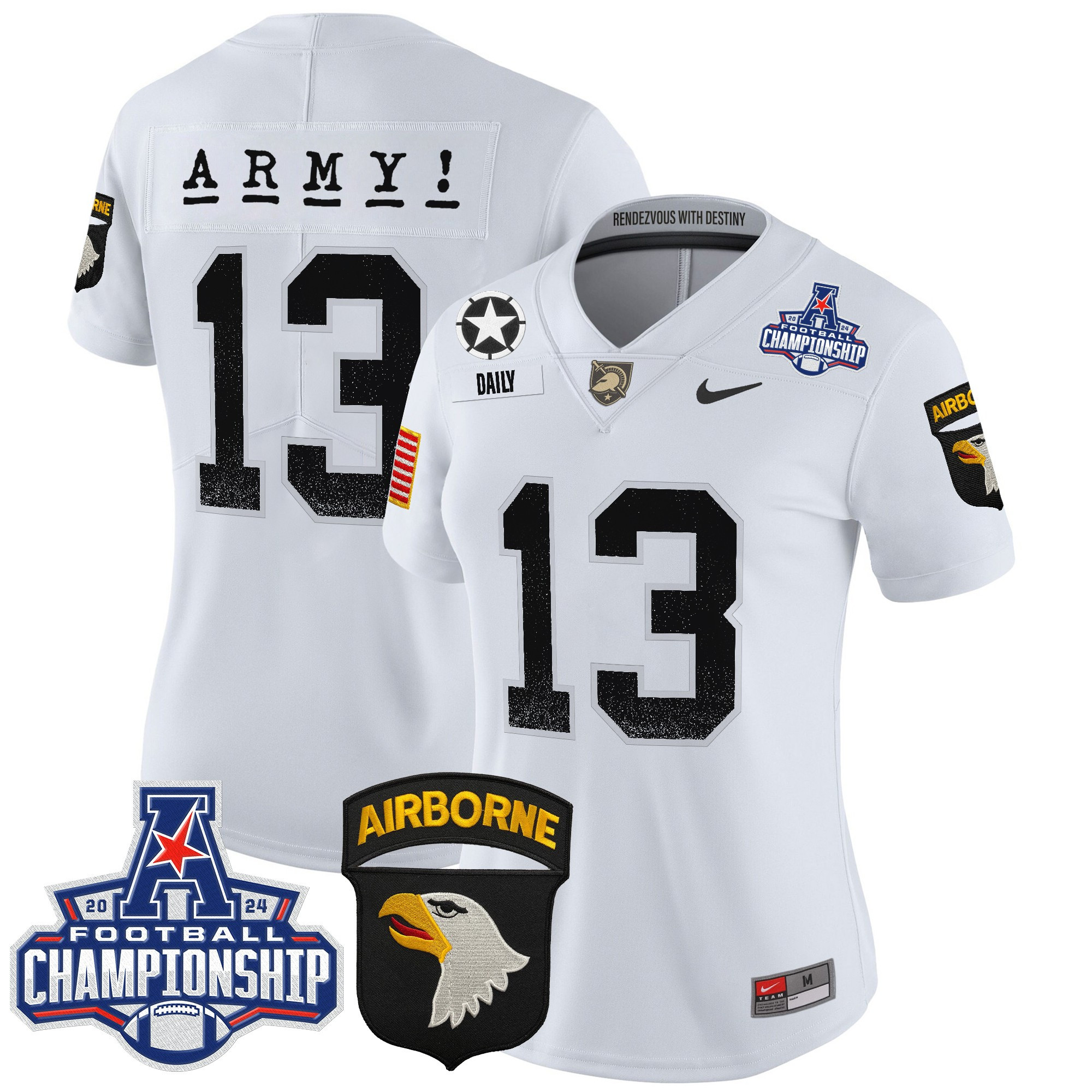 Women’s Army Black Knights 2024 AAC Championship Patch Vapor Limited Jersey – All Stitched