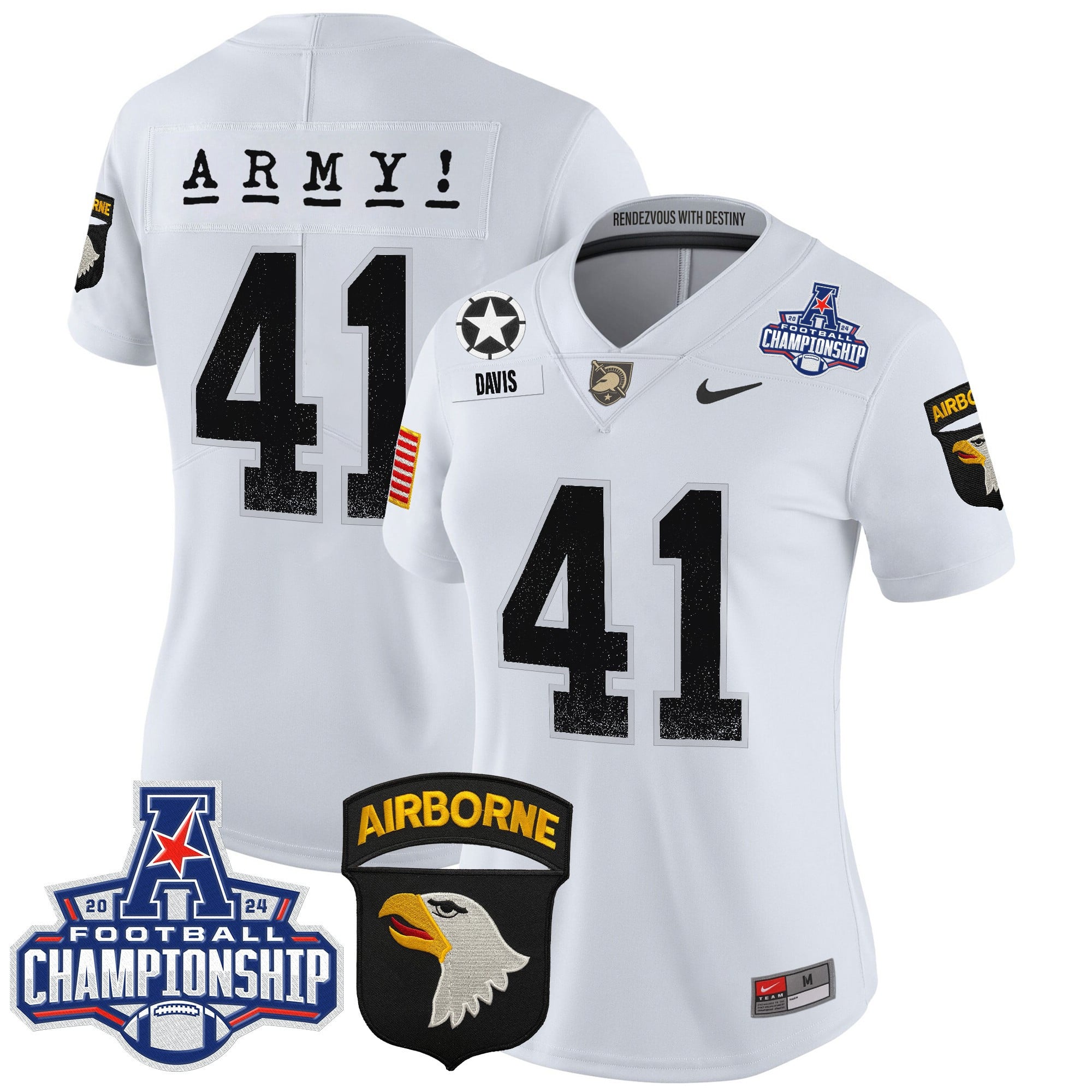 Women’s Army Black Knights 2024 AAC Championship Patch Vapor Limited Jersey – All Stitched