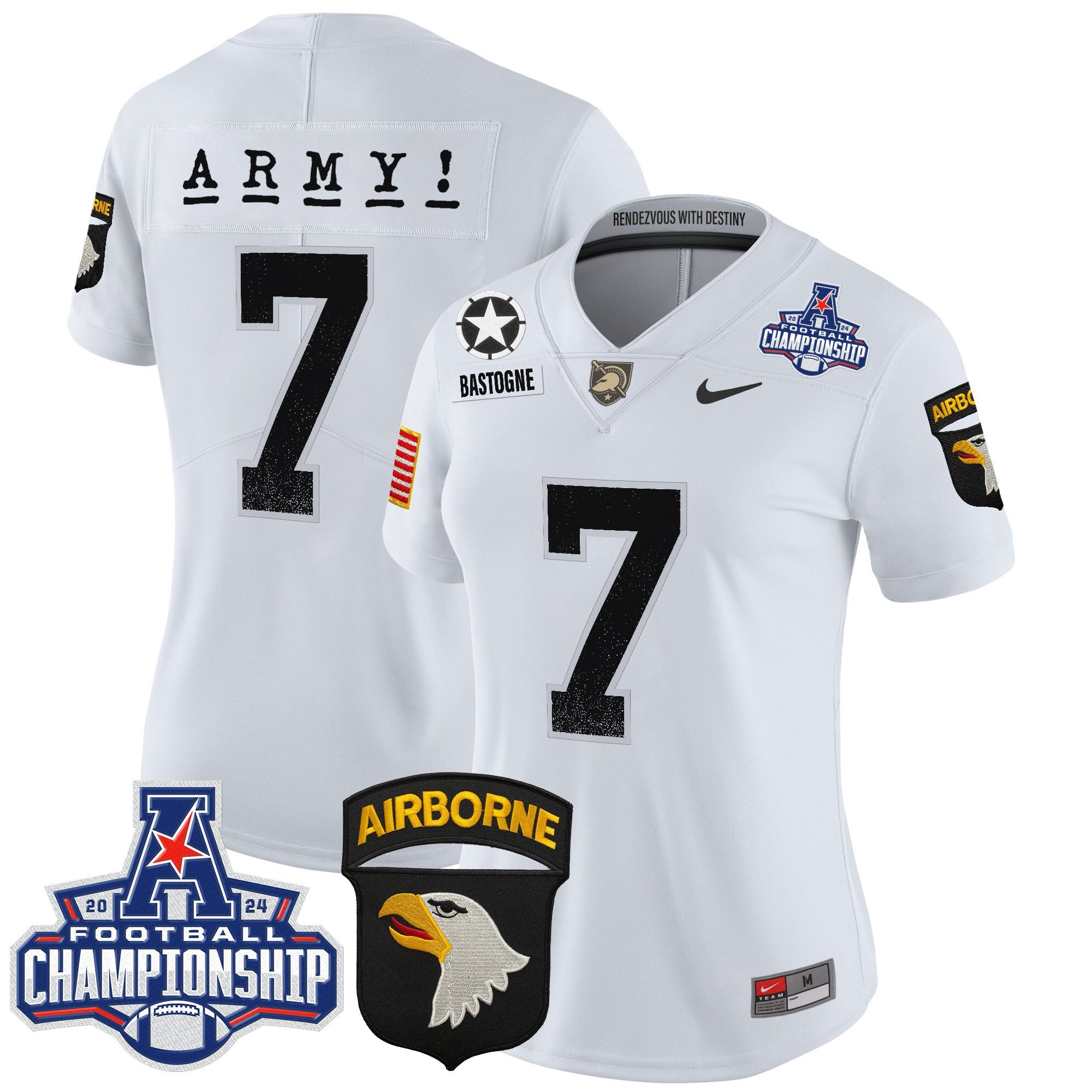 Women’s Army Black Knights 2024 AAC Championship Patch Vapor Limited Jersey – All Stitched