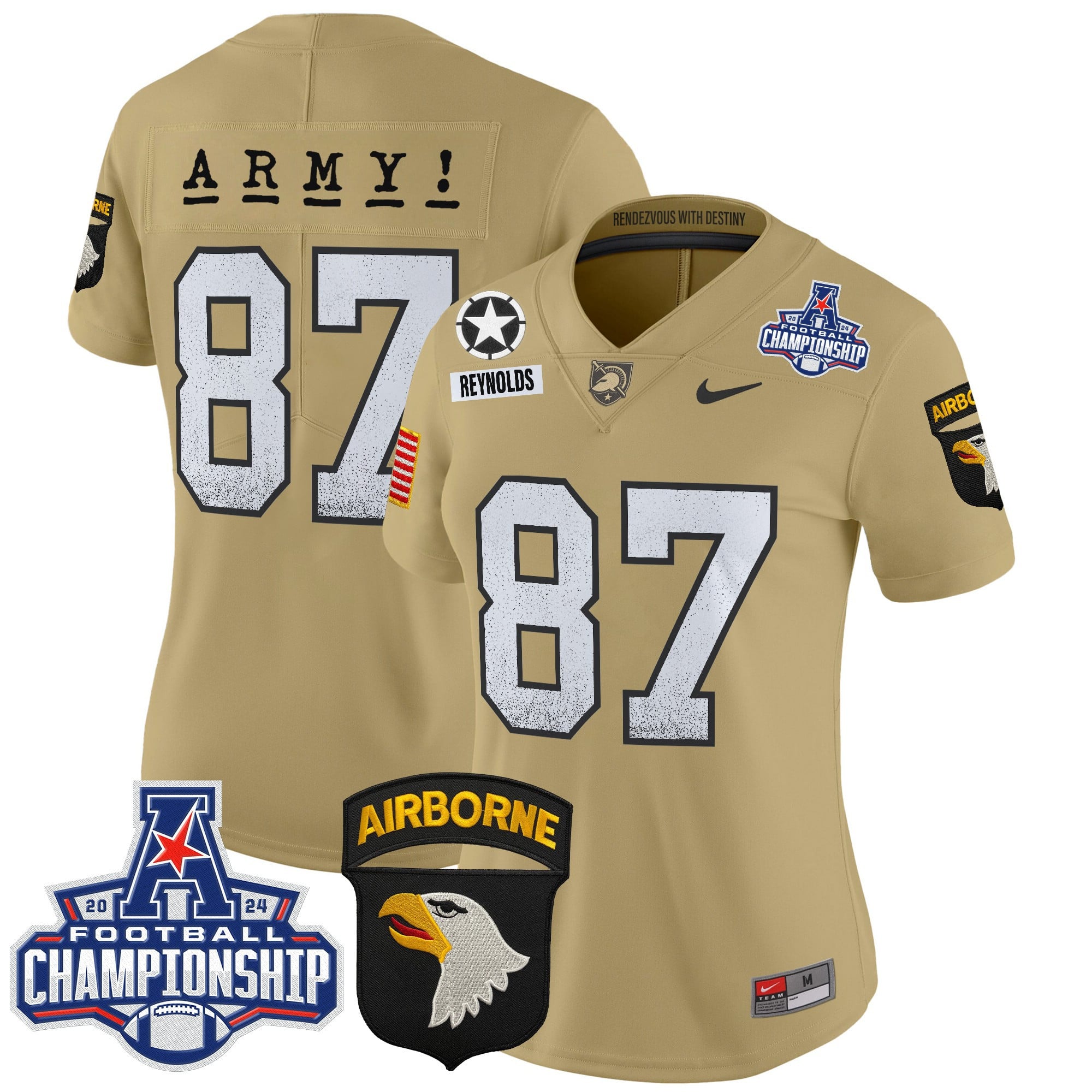 Women’s Army Black Knights 2024 AAC Championship Patch Vapor Limited Jersey – All Stitched