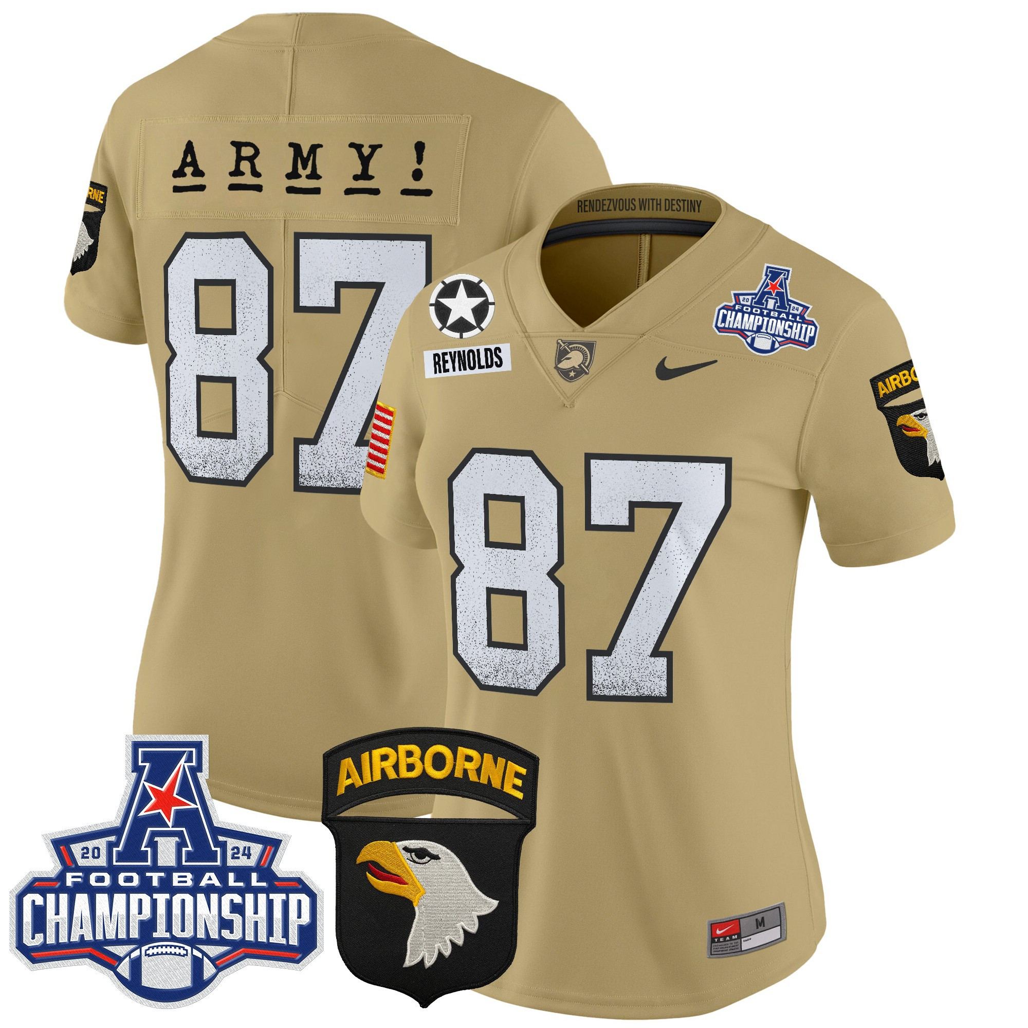 Women’s Army Black Knights 2024 AAC Championship Patch Vapor Limited Jersey – All Stitched