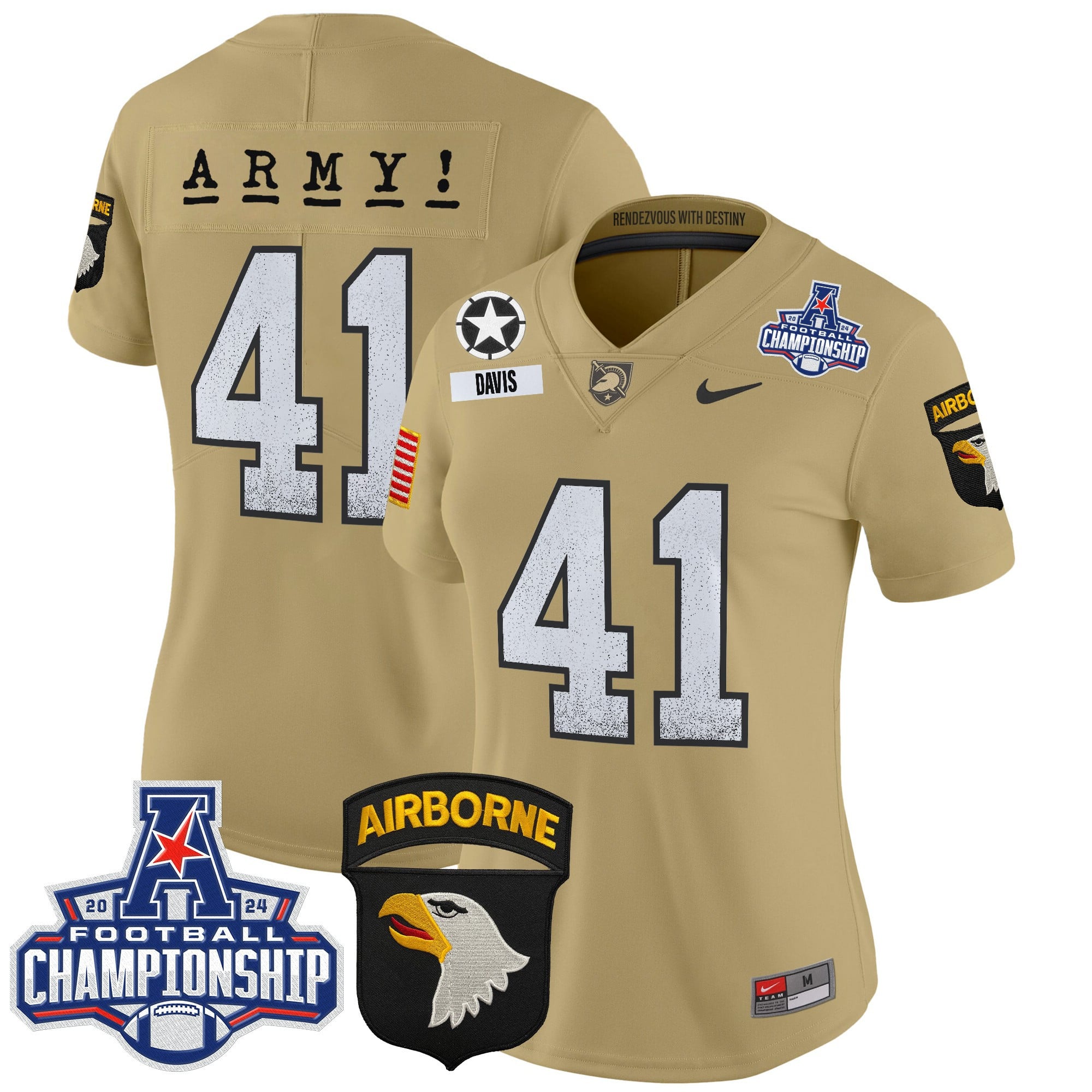 Women’s Army Black Knights 2024 AAC Championship Patch Vapor Limited Jersey – All Stitched