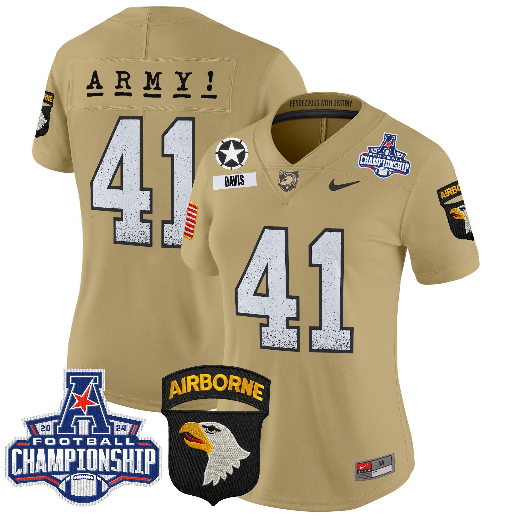 Women’s Army Black Knights 2024 AAC Championship Patch Vapor Limited Jersey – All Stitched
