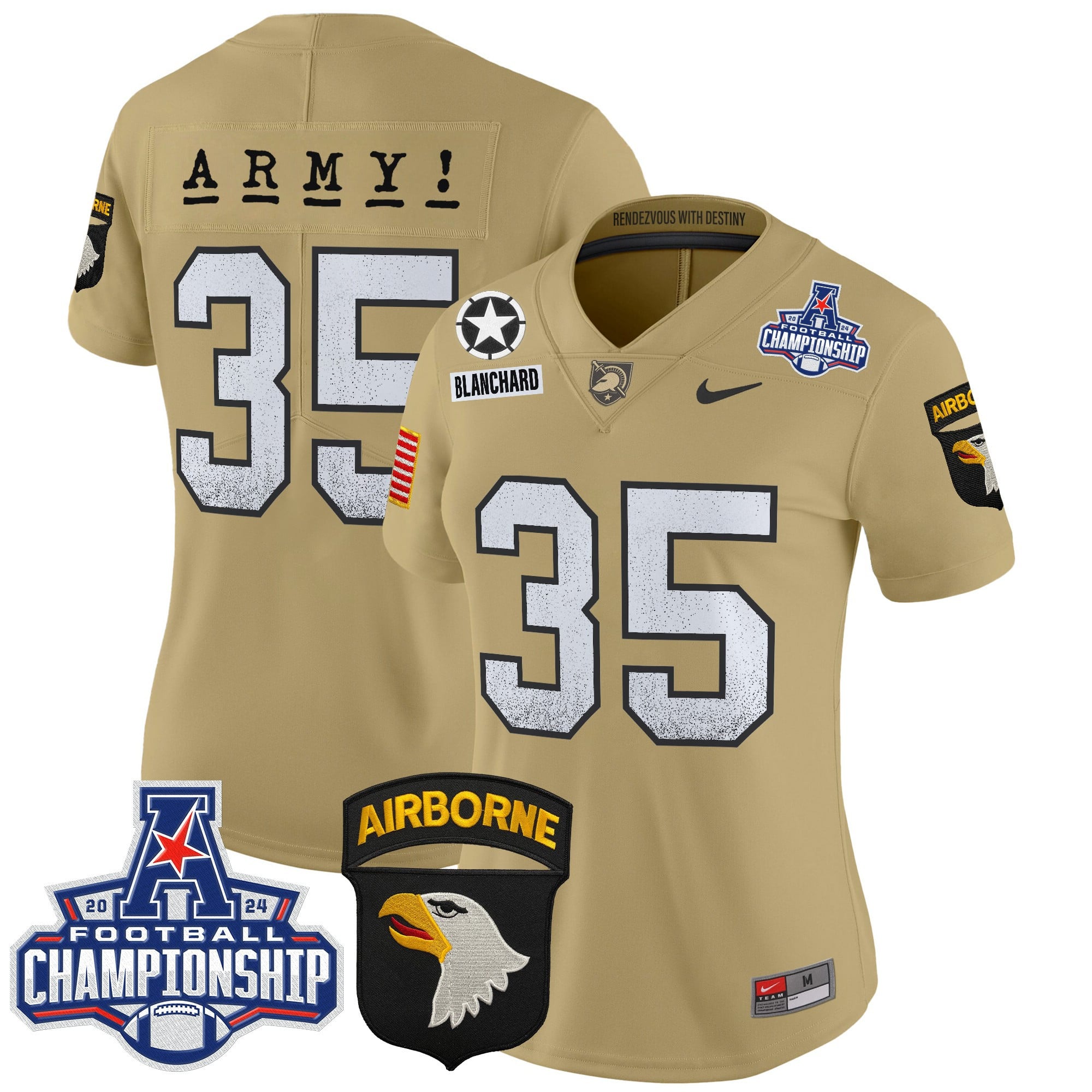 Women’s Army Black Knights 2024 AAC Championship Patch Vapor Limited Jersey – All Stitched