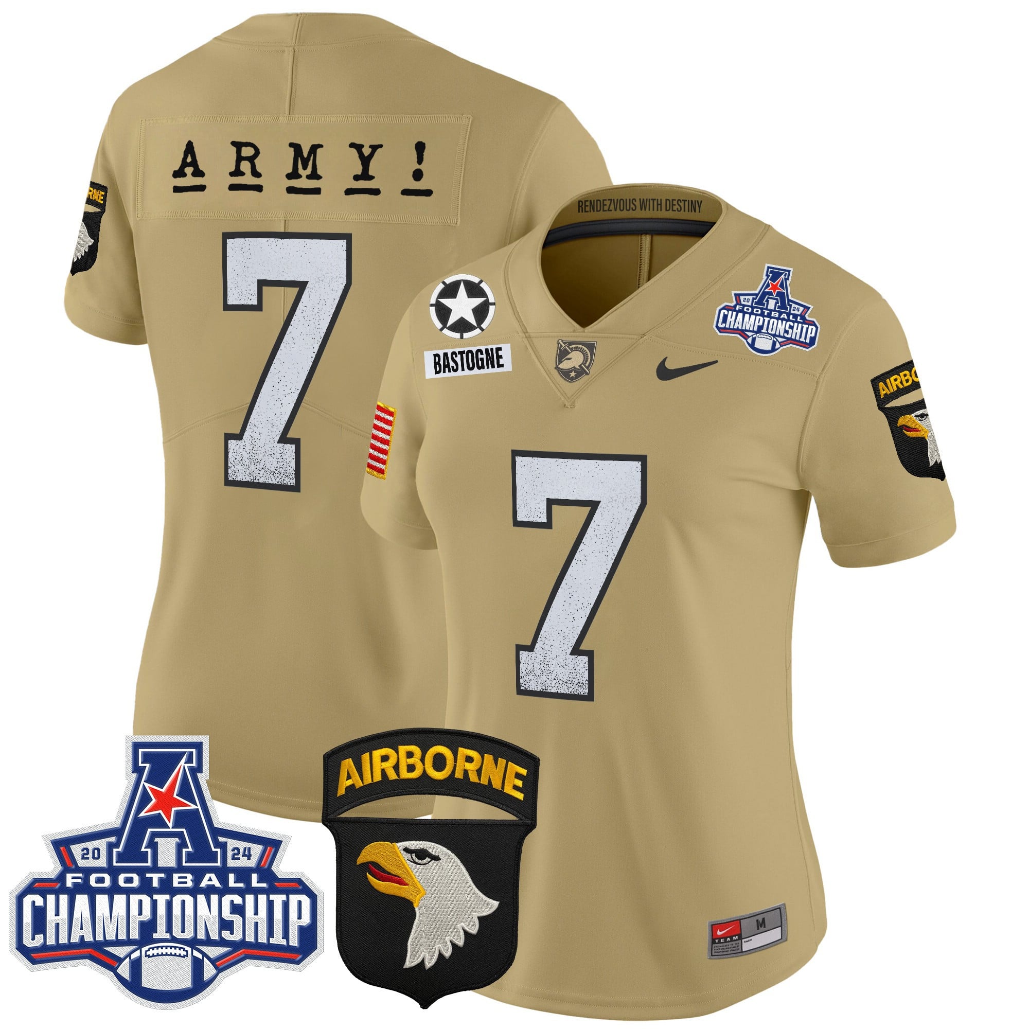 Women’s Army Black Knights 2024 AAC Championship Patch Vapor Limited Jersey – All Stitched