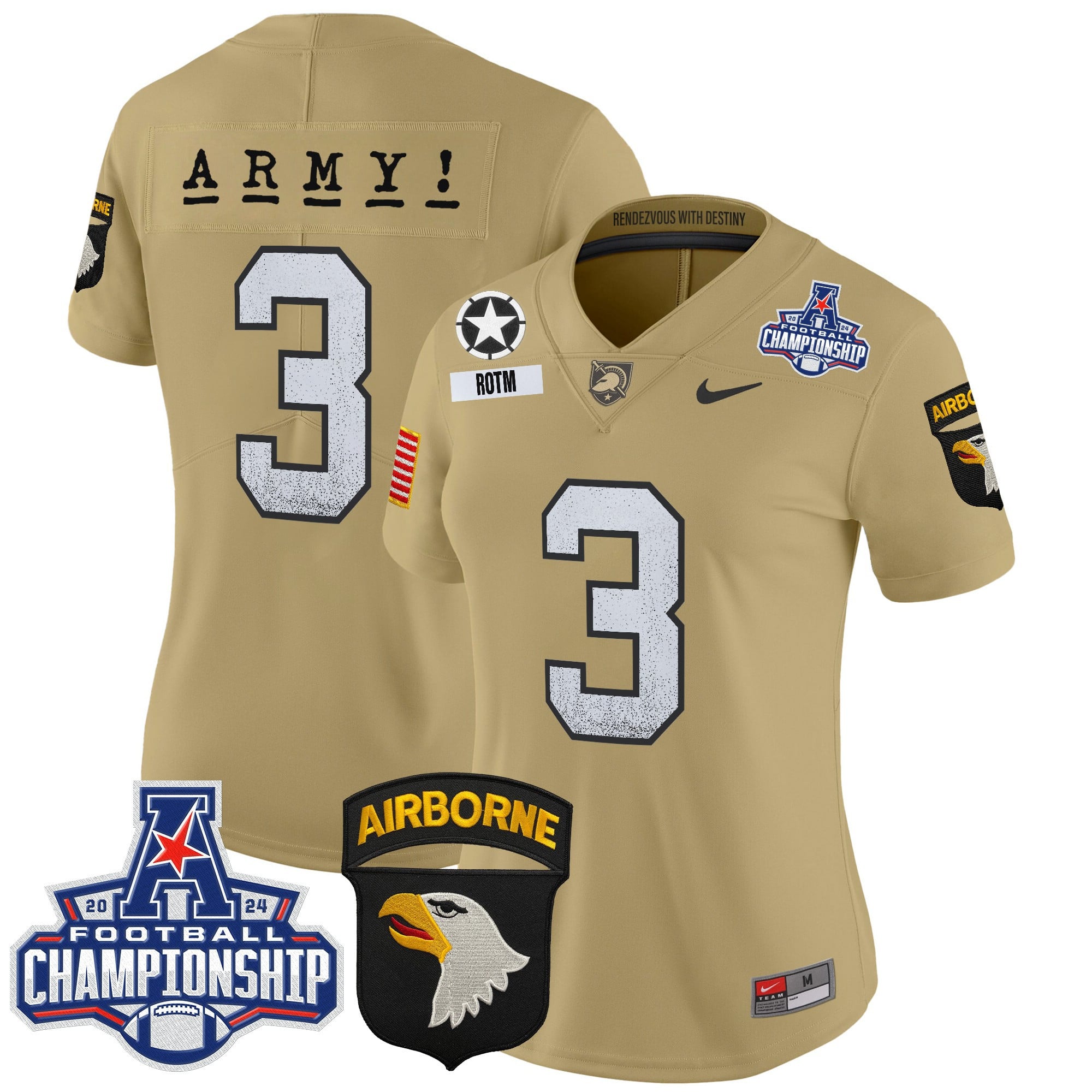 Women’s Army Black Knights 2024 AAC Championship Patch Vapor Limited Jersey – All Stitched
