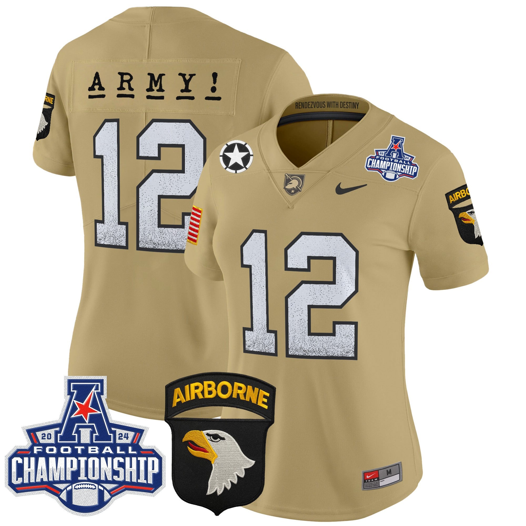Women’s Army Black Knights 2024 AAC Championship Patch Vapor Limited Jersey – All Stitched