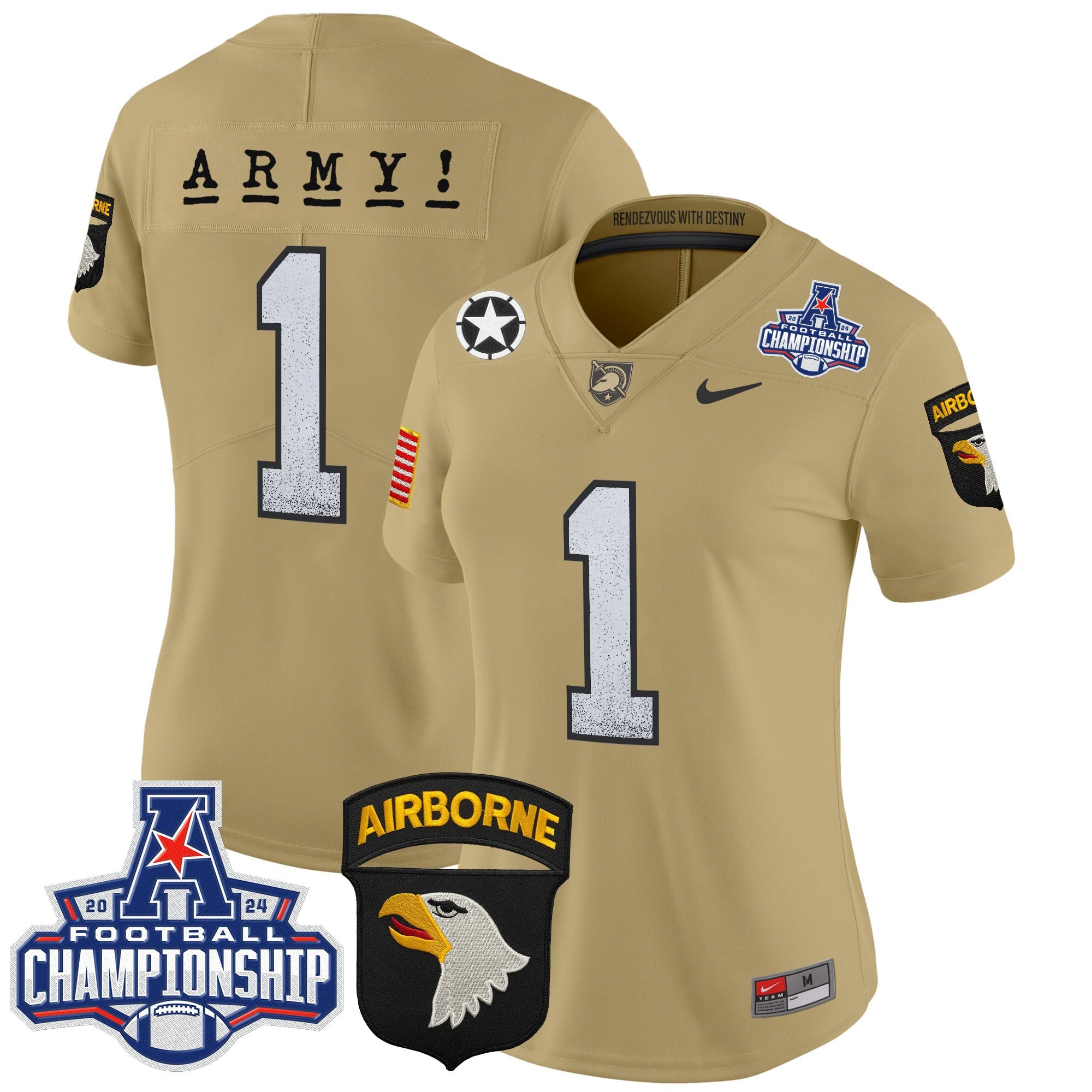 Women’s Army Black Knights 2024 AAC Championship Patch Vapor Limited Jersey – All Stitched