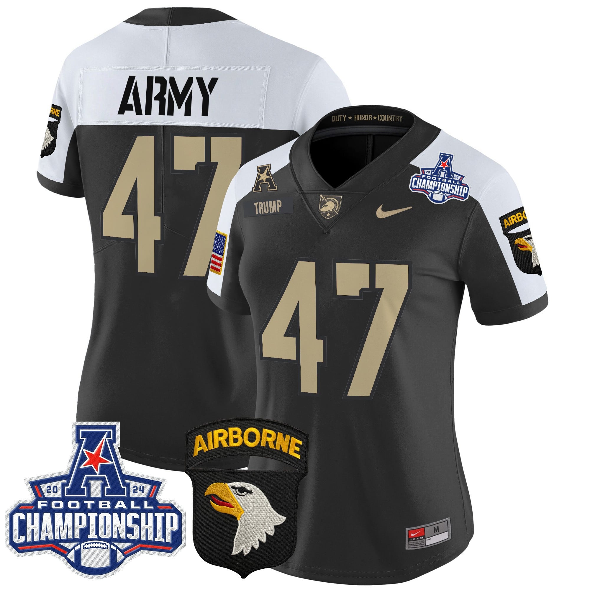 Women’s Army Black Knights 2024 AAC Championship Patch Vapor Limited Jersey V2 – All Stitched