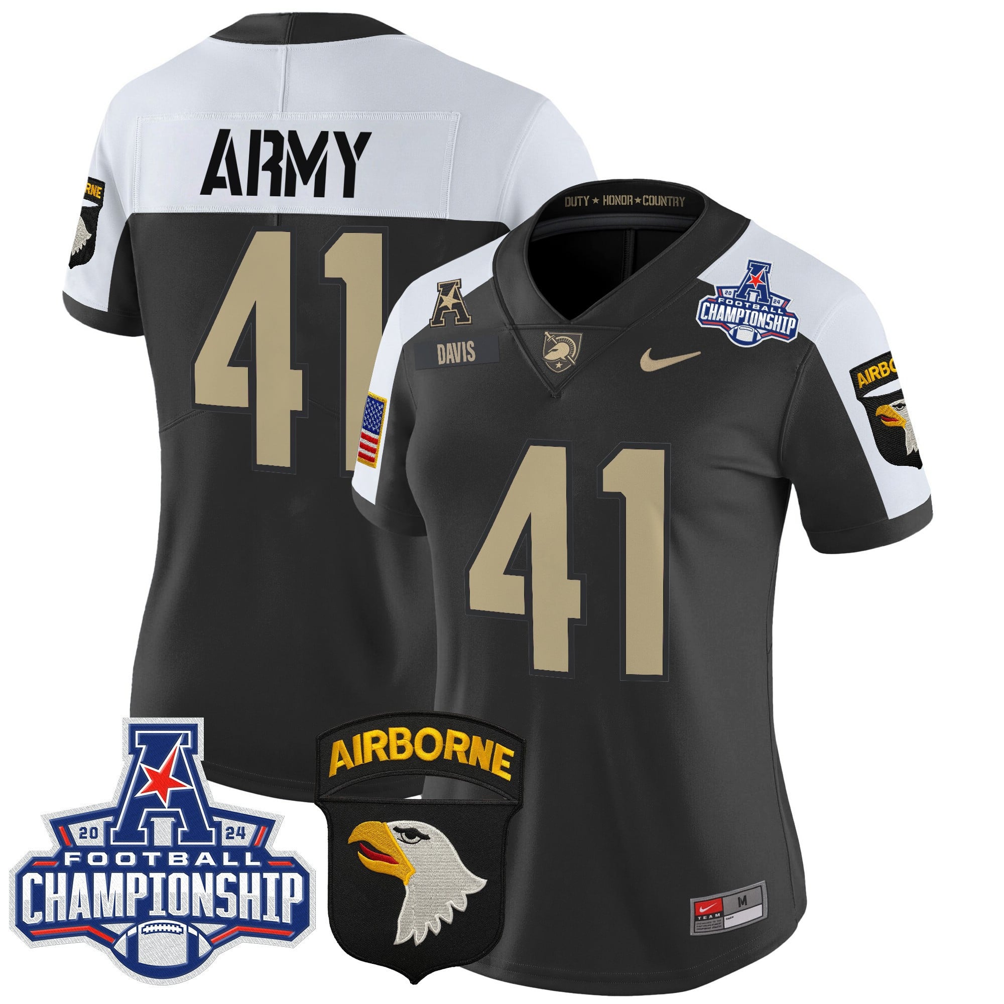 Women’s Army Black Knights 2024 AAC Championship Patch Vapor Limited Jersey V2 – All Stitched