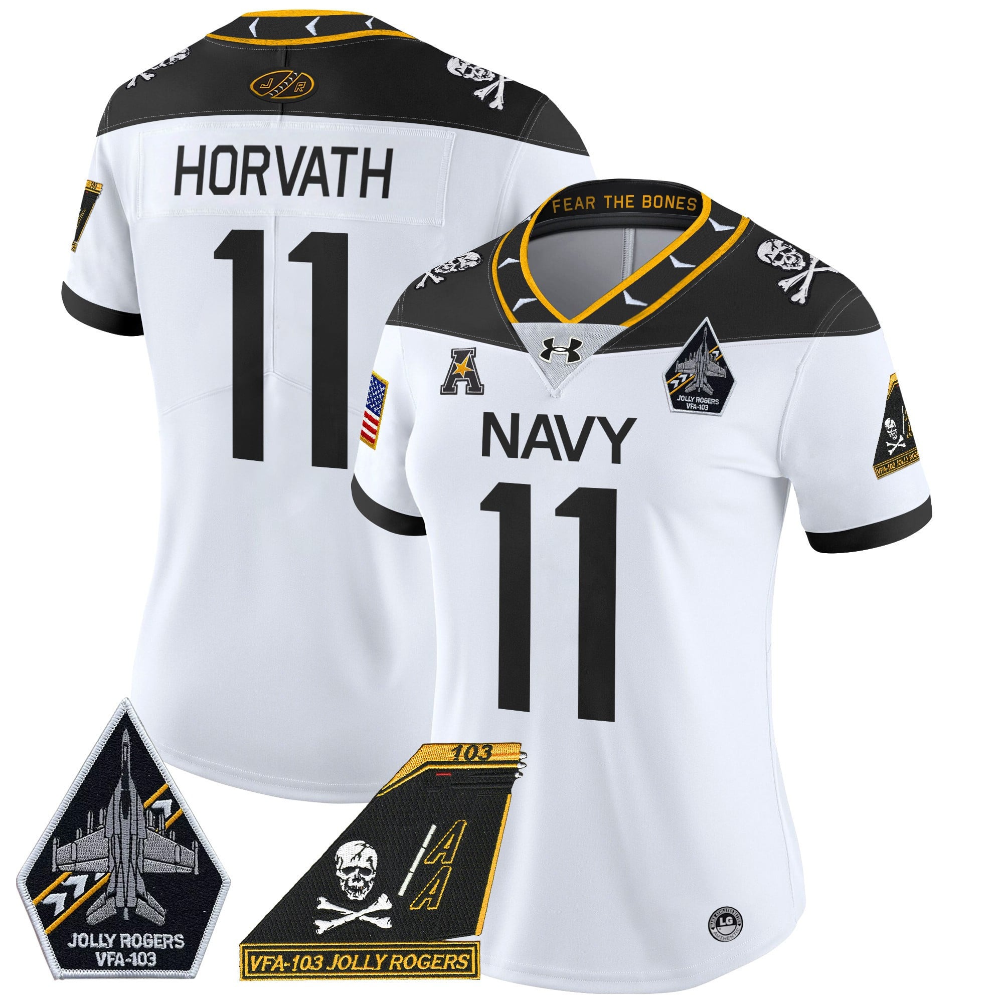 Women’s Navy Midshipmen 2024 Jolly Rogers Patch Vapor Limited Jersey – All Stitched