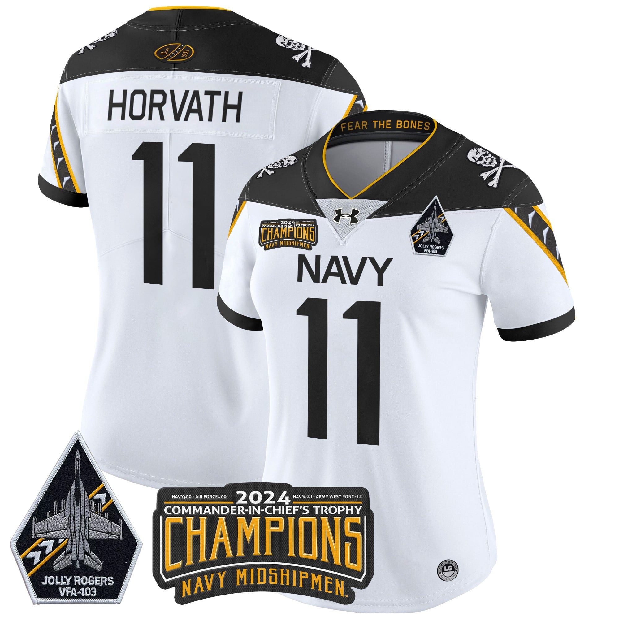Women’s Navy Midshipmen 2024 Commander-In-Chief’s Trophy Champions Patch Vapor Limited Jersey – All Stitched