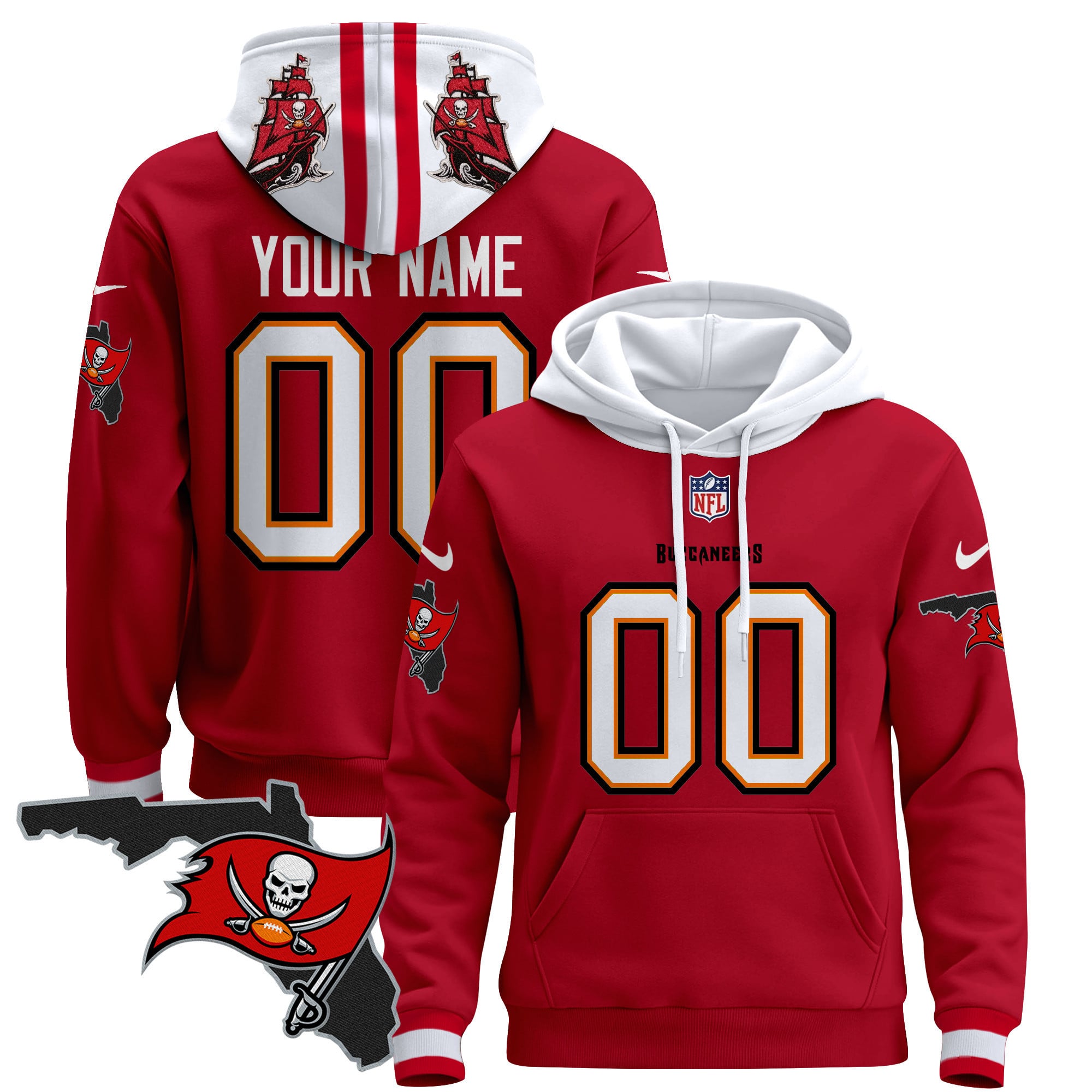 Buccaneers Florida Patch Custom Pullover Hoodie – All Stitched