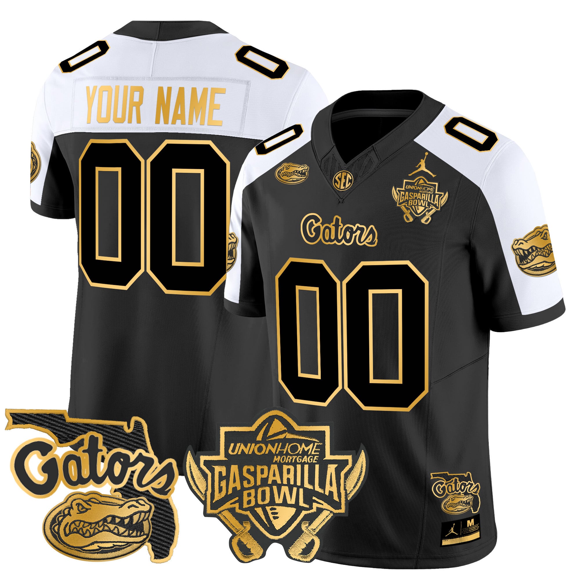 Custom Gender/Size Florida Gators 2024 Gasparilla Bowl Patch Gold Vapor Limited Jersey – All Stitched