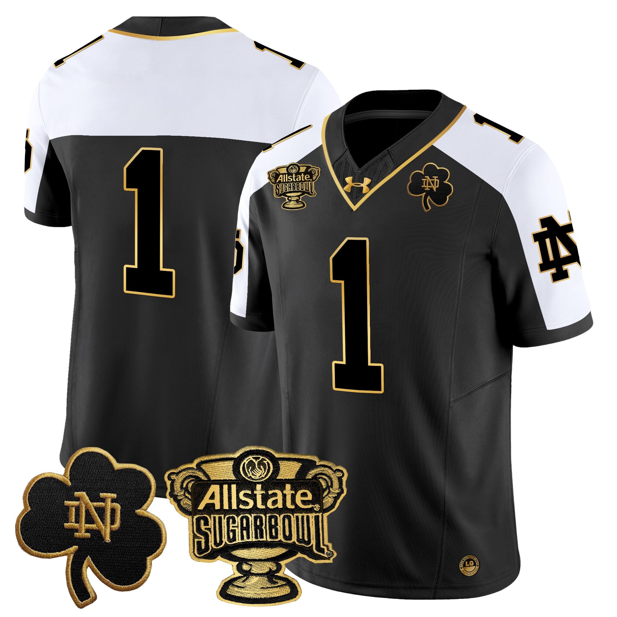 Men’s Notre Dame Fighting Irish 2024 Sugar Bowl Gold Patch Vapor Limited Jersey – All Stitched