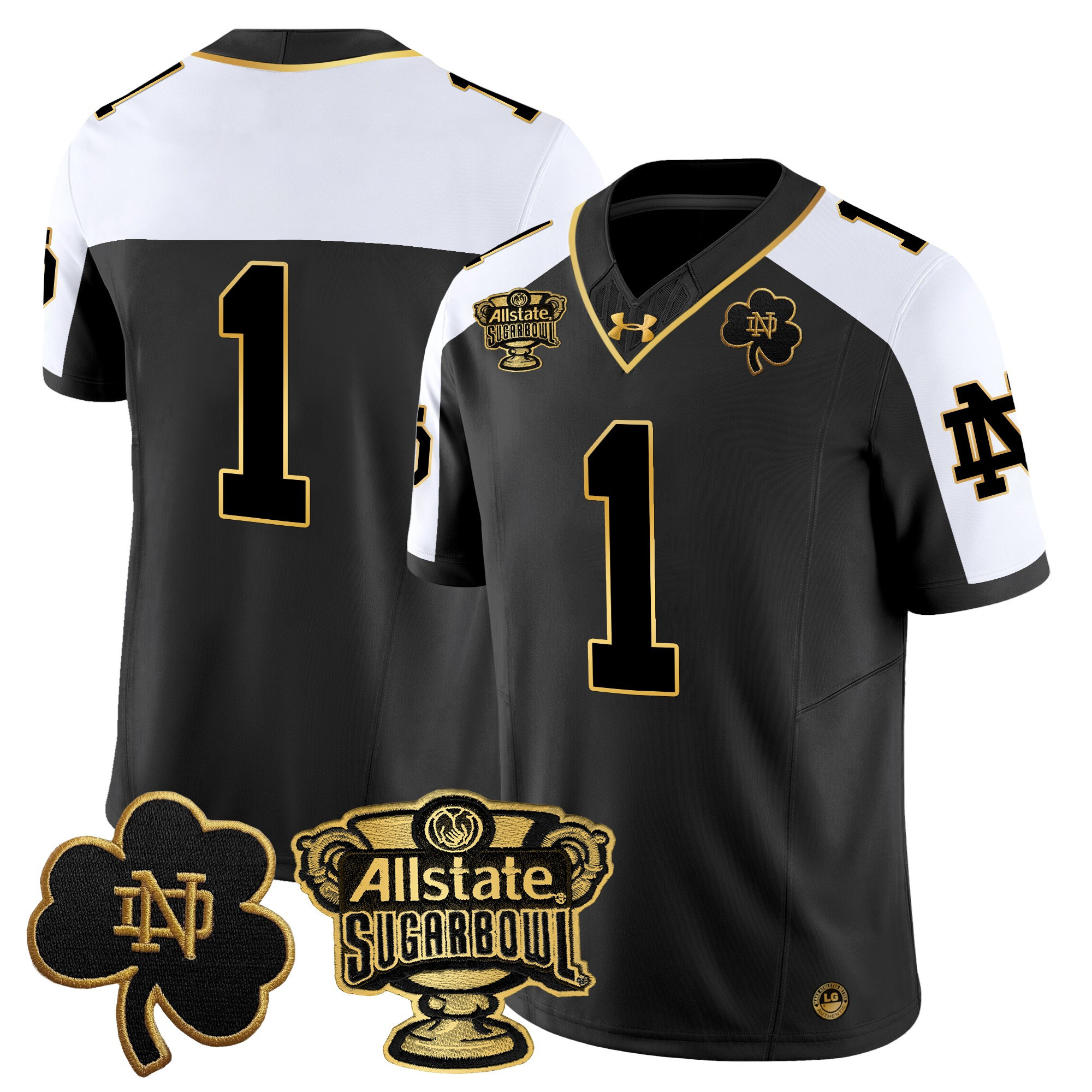 Men’s Notre Dame Fighting Irish 2024 Sugar Bowl Gold Patch Vapor Limited Jersey – All Stitched