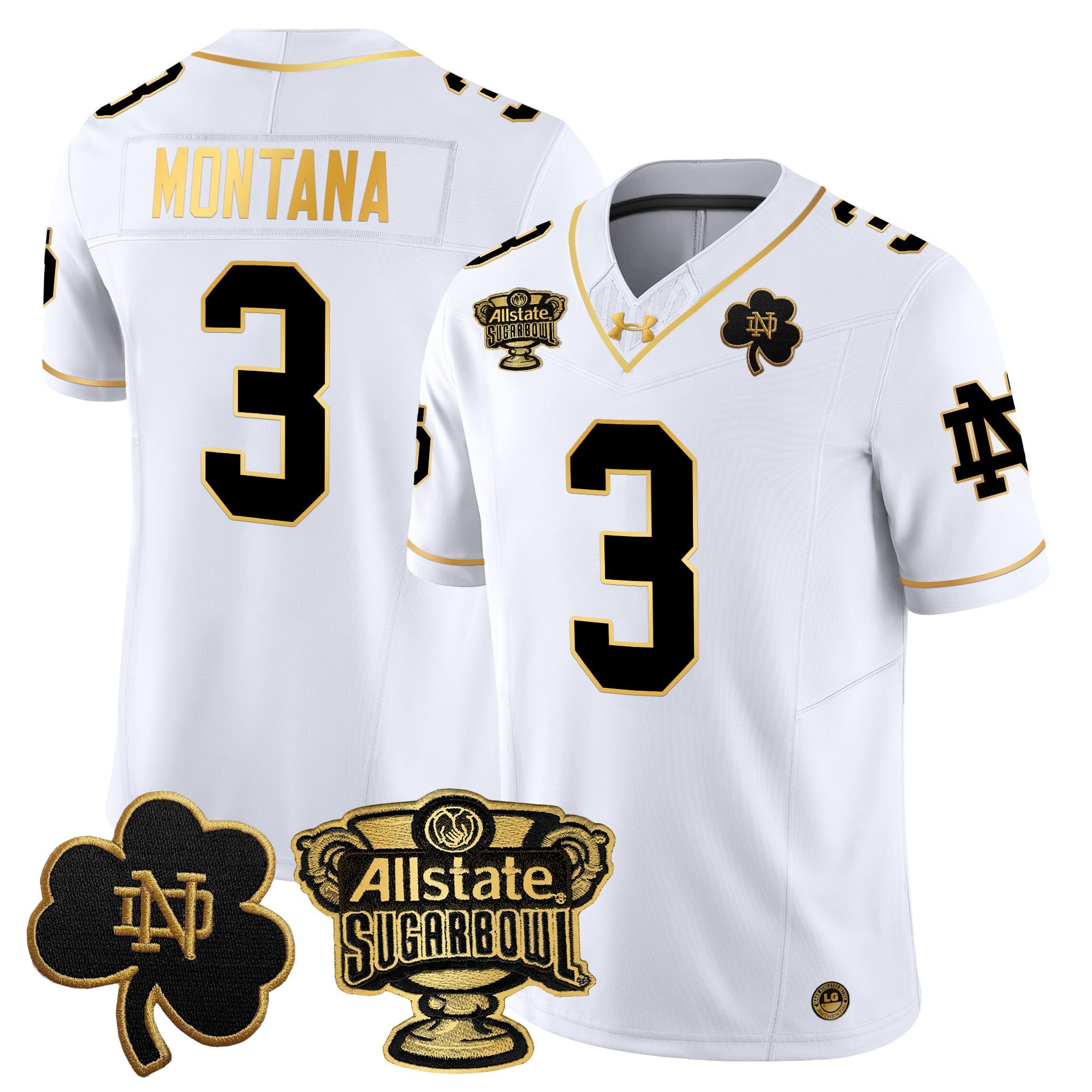 Men’s Notre Dame Fighting Irish 2024 Sugar Bowl Gold Patch Vapor Limited Jersey – All Stitched