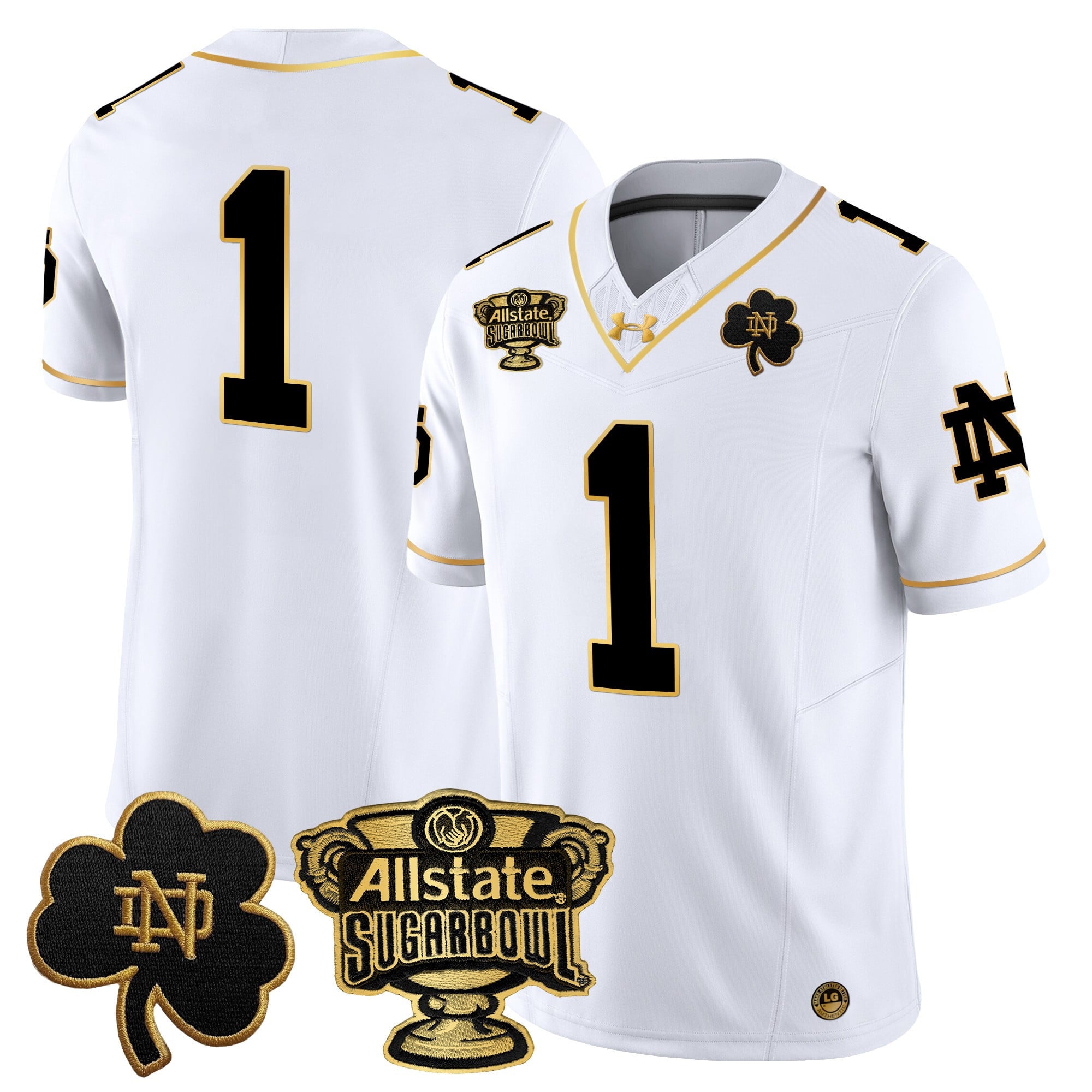 Men’s Notre Dame Fighting Irish 2024 Sugar Bowl Gold Patch Vapor Limited Jersey – All Stitched