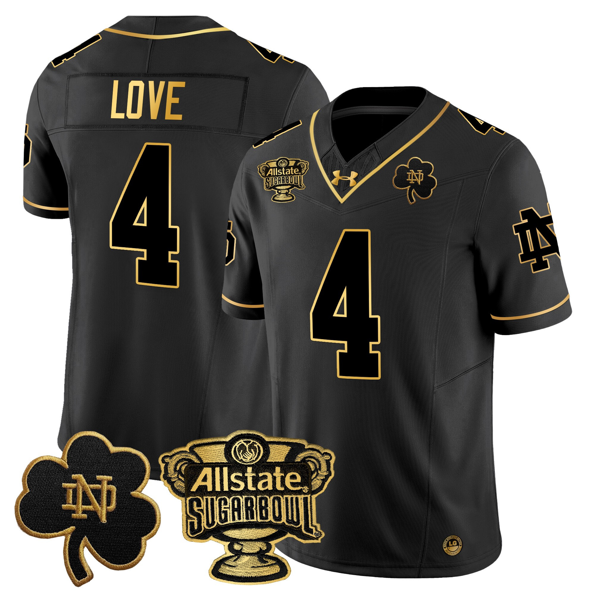 Men’s Notre Dame Fighting Irish 2024 Sugar Bowl Gold Patch Vapor Limited Jersey – All Stitched