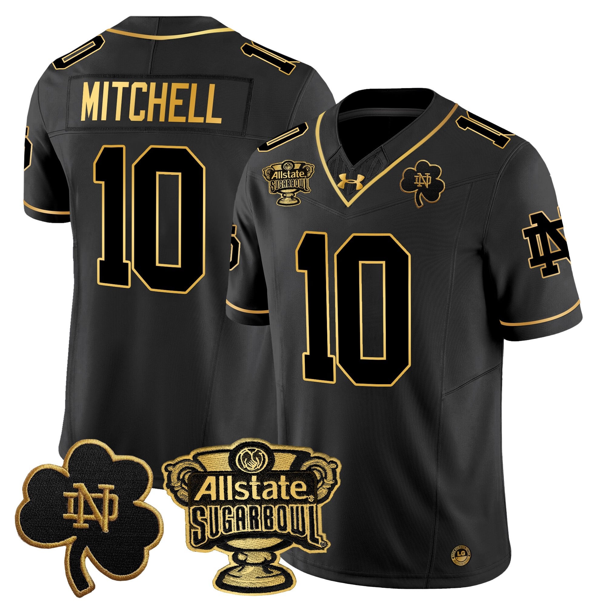 Men’s Notre Dame Fighting Irish 2024 Sugar Bowl Gold Patch Vapor Limited Jersey – All Stitched