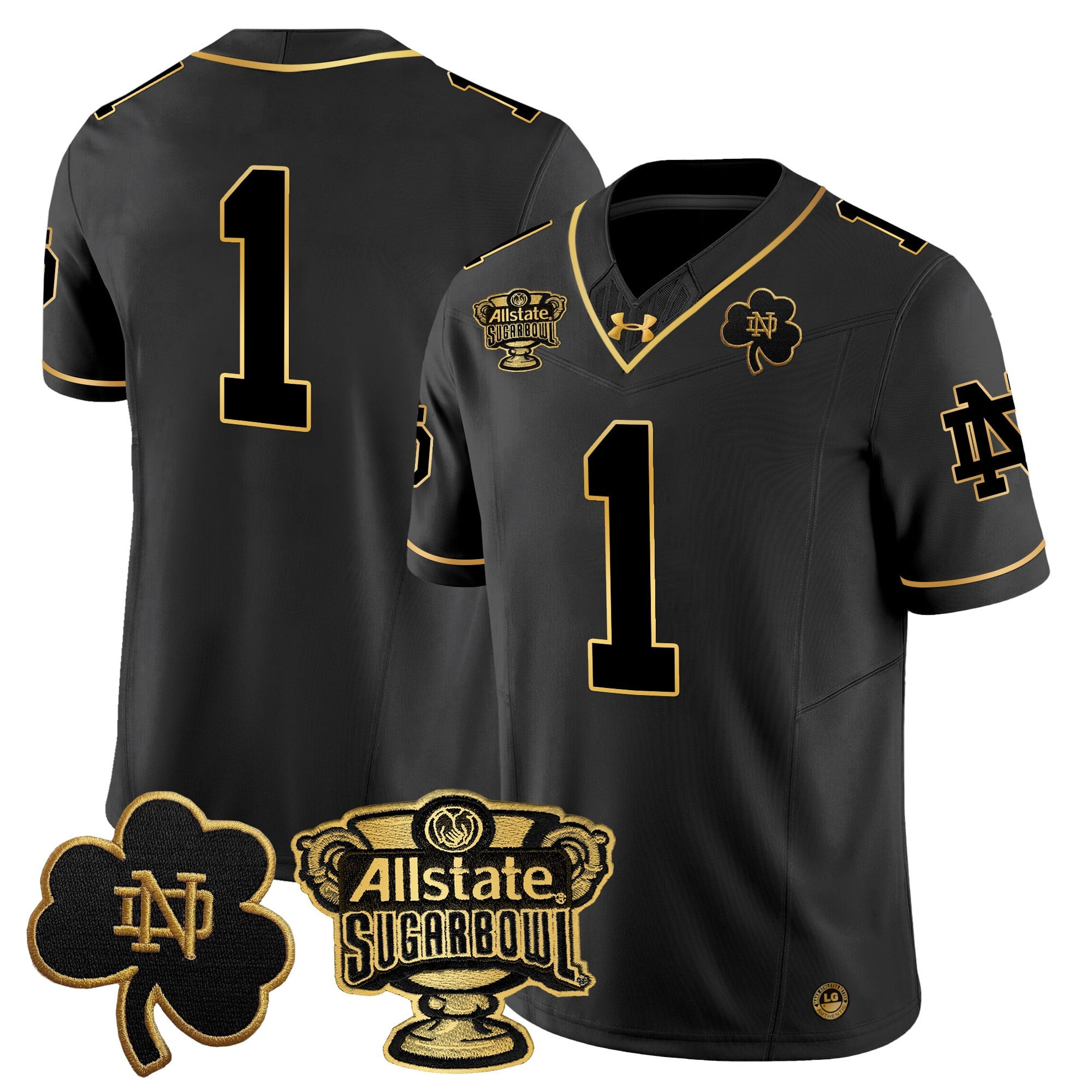 Men’s Notre Dame Fighting Irish 2024 Sugar Bowl Gold Patch Vapor Limited Jersey – All Stitched