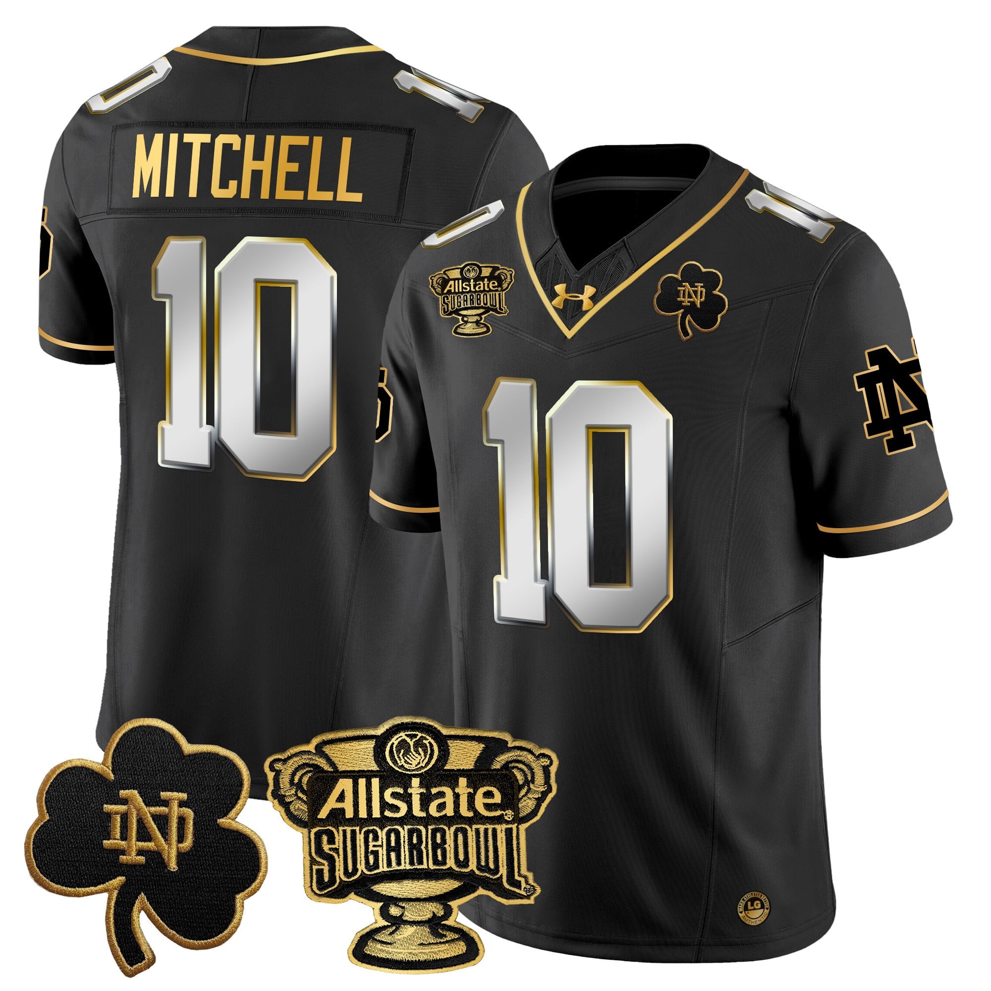 Men’s Notre Dame Fighting Irish 2024 Sugar Bowl Gold Patch Vapor Limited Jersey – All Stitched