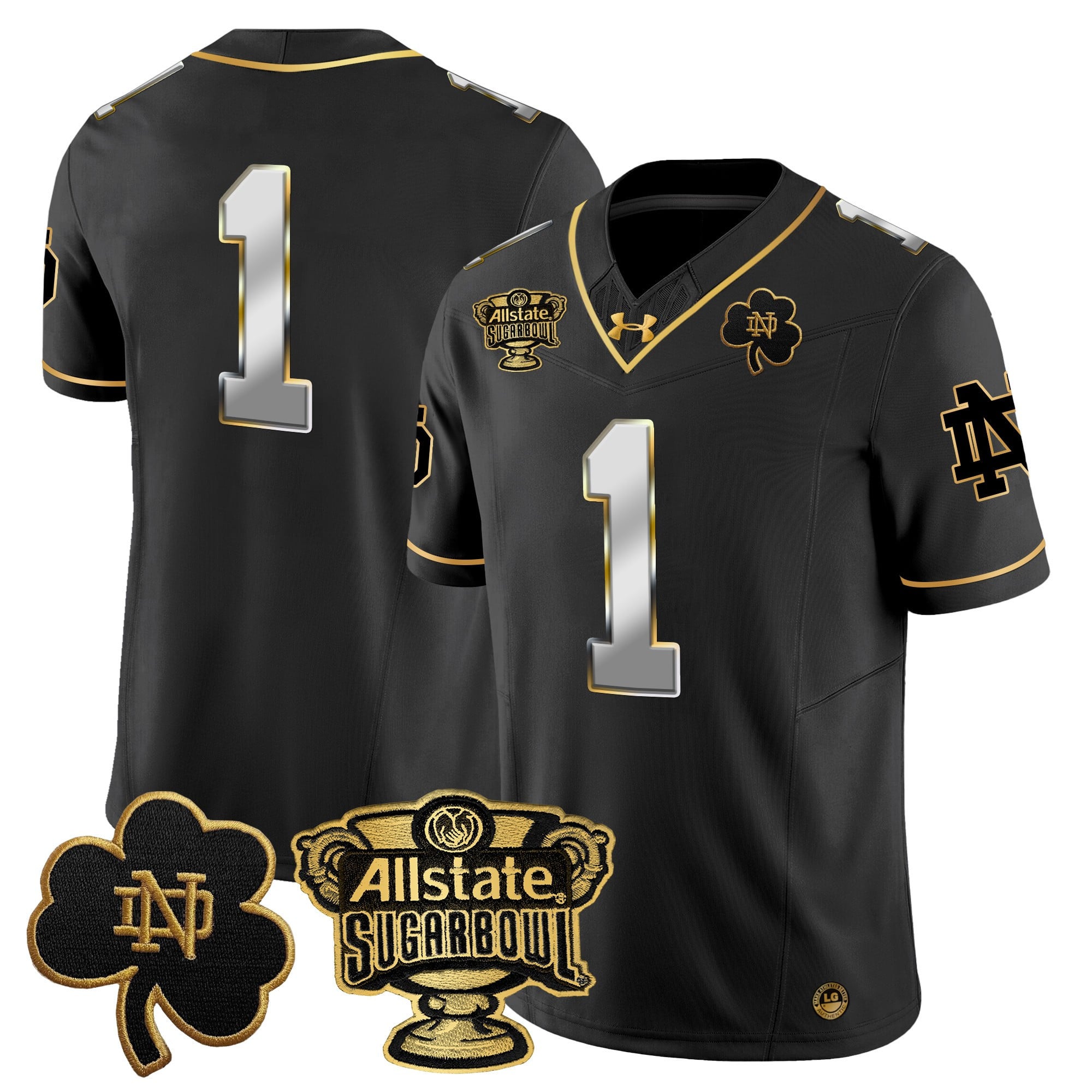 Men’s Notre Dame Fighting Irish 2024 Sugar Bowl Gold Patch Vapor Limited Jersey – All Stitched