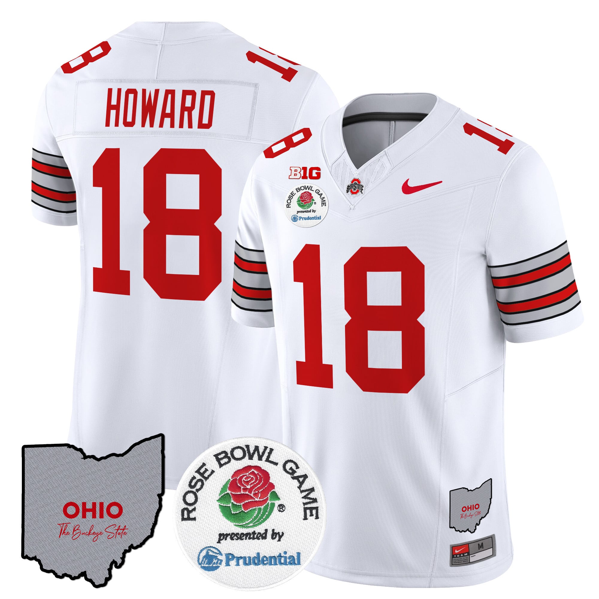 Men’s Ohio State Buckeyes ‘Heritage Stripe’ Rose Bowl Vapor Limited Jersey – All Stitched