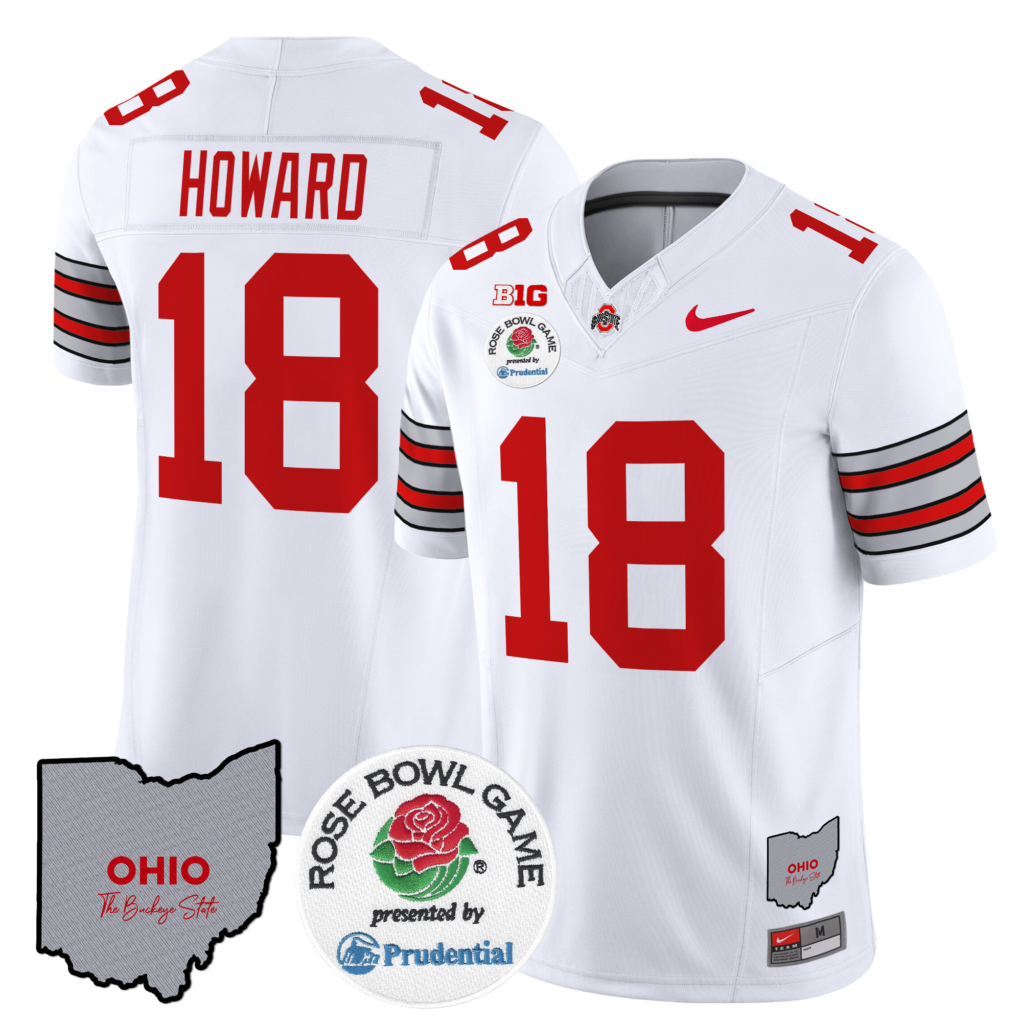 Men’s Ohio State Buckeyes ‘Heritage Stripe’ Rose Bowl Vapor Limited Jersey – All Stitched