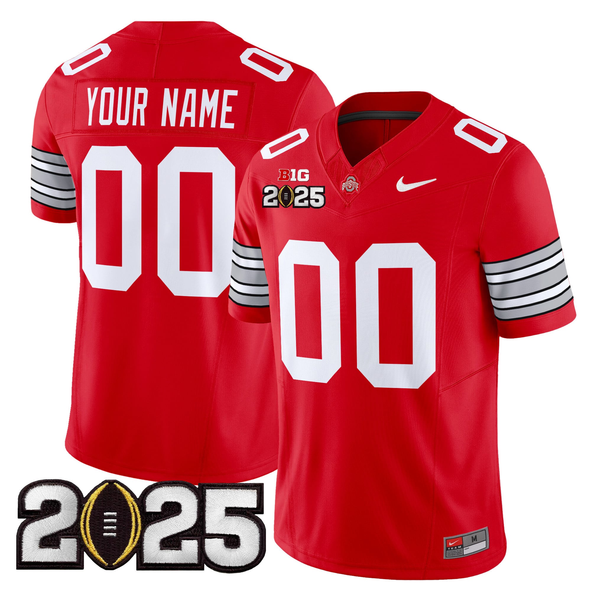 Ohio State Buckeyes ‘Heritage Stripe’ 2025 CFP Final Patch Vapor Limited Custom Jersey – All Stitched