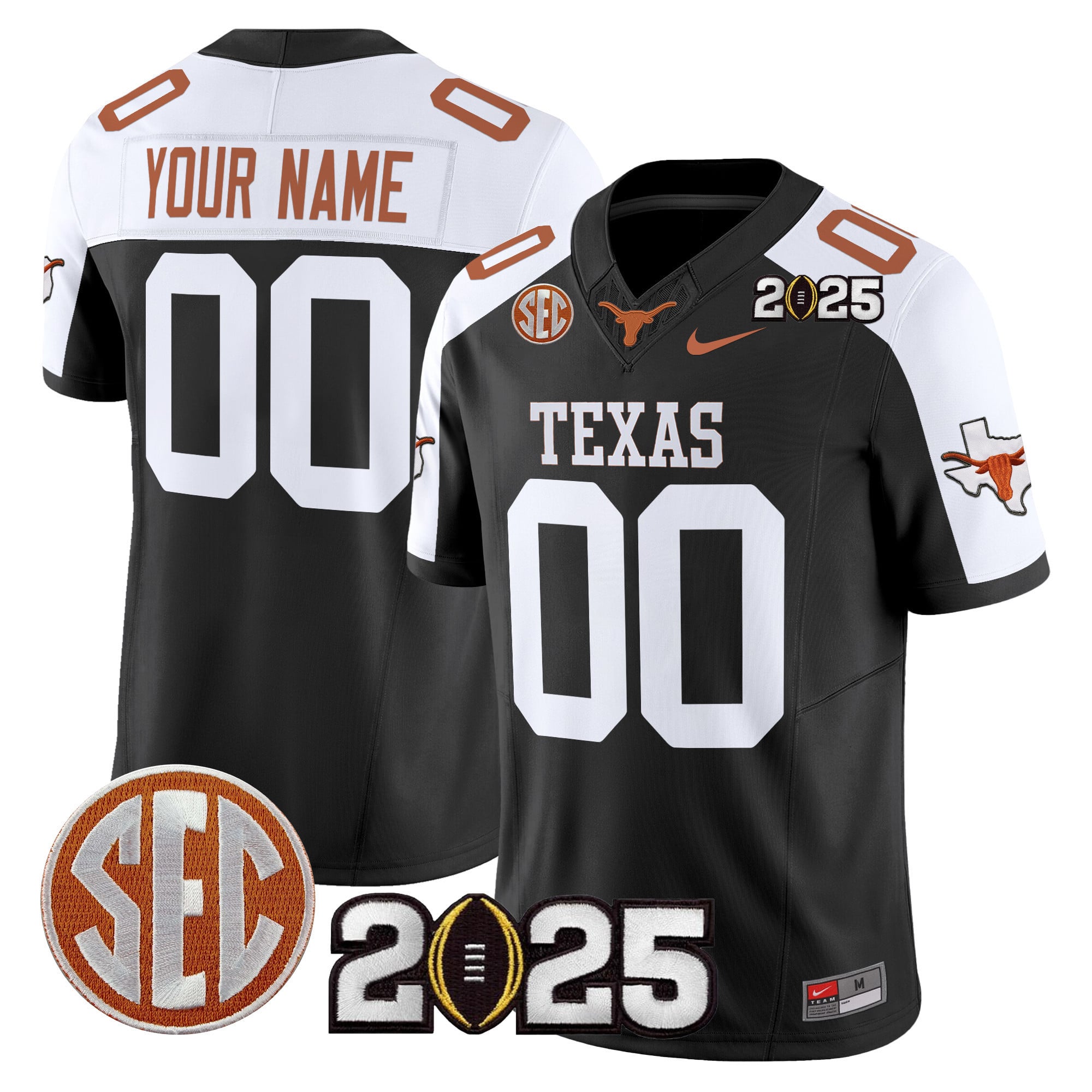 Texas Longhorns 2025 CFP Final Patch Vapor Limited Custom Jersey – All Stitched