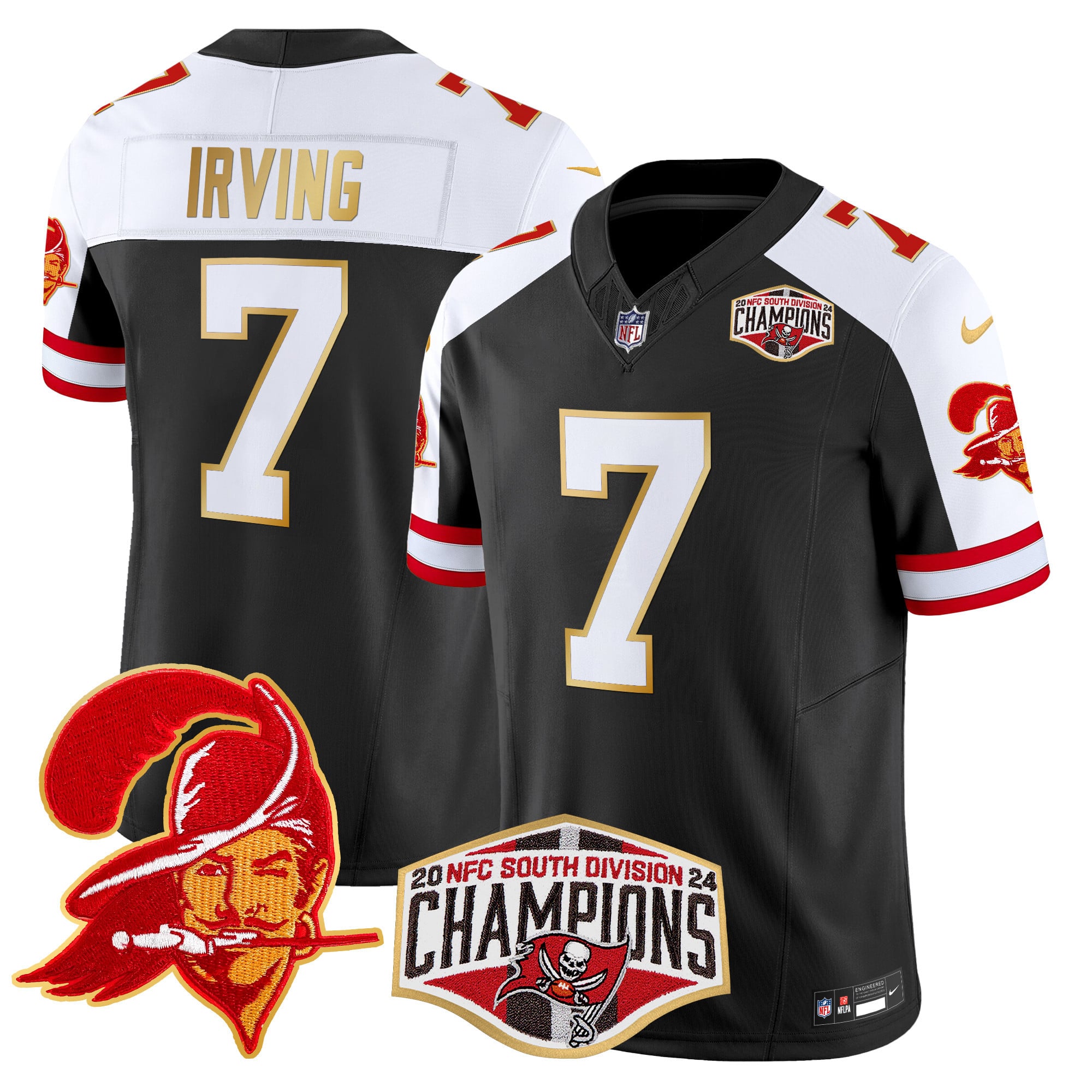 Men’s Buccaneers Creamsicle 2024 NFC South Division Champions Patch Gold Trim Vapor Limited Jersey – All Stitched