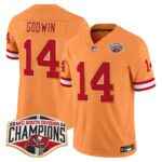 Men’s Buccaneers Creamsicle 2024 NFC South Division Champions Patch Gold Trim Vapor Limited Jersey – All Stitched