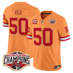 Men’s Buccaneers Creamsicle 2024 NFC South Division Champions Patch Gold Trim Vapor Limited Jersey – All Stitched