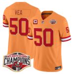Men’s Buccaneers Creamsicle 2024 NFC South Division Champions Patch Gold Trim Vapor Limited Jersey – All Stitched