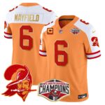 Men’s Buccaneers Creamsicle 2024 NFC South Division Champions Patch Gold Trim Vapor Limited Jersey – All Stitched