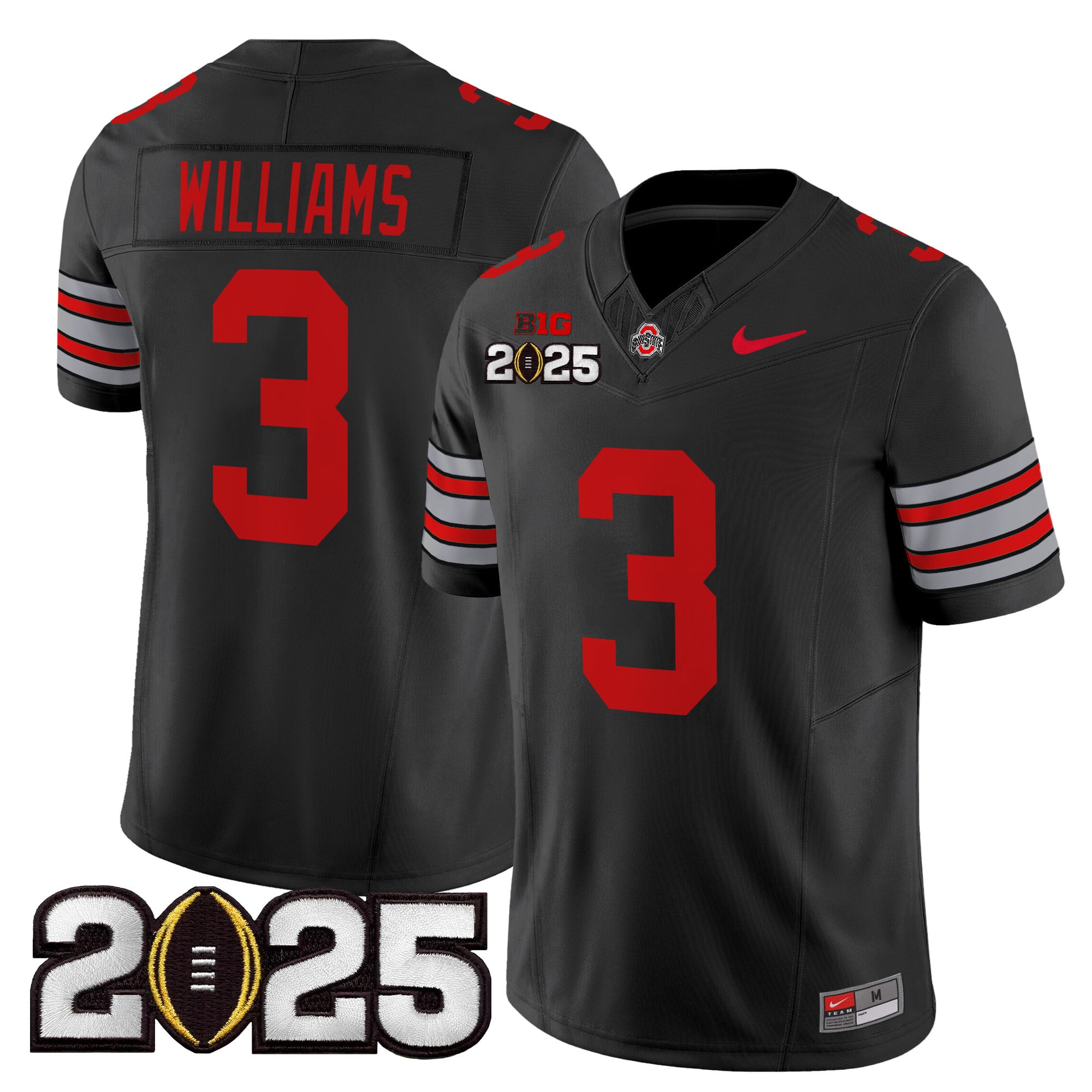 Men’s Ohio State Buckeyes ‘Heritage Stripe’ 2025 CFP Final Patch Vapor Limited Jersey – All Stitched