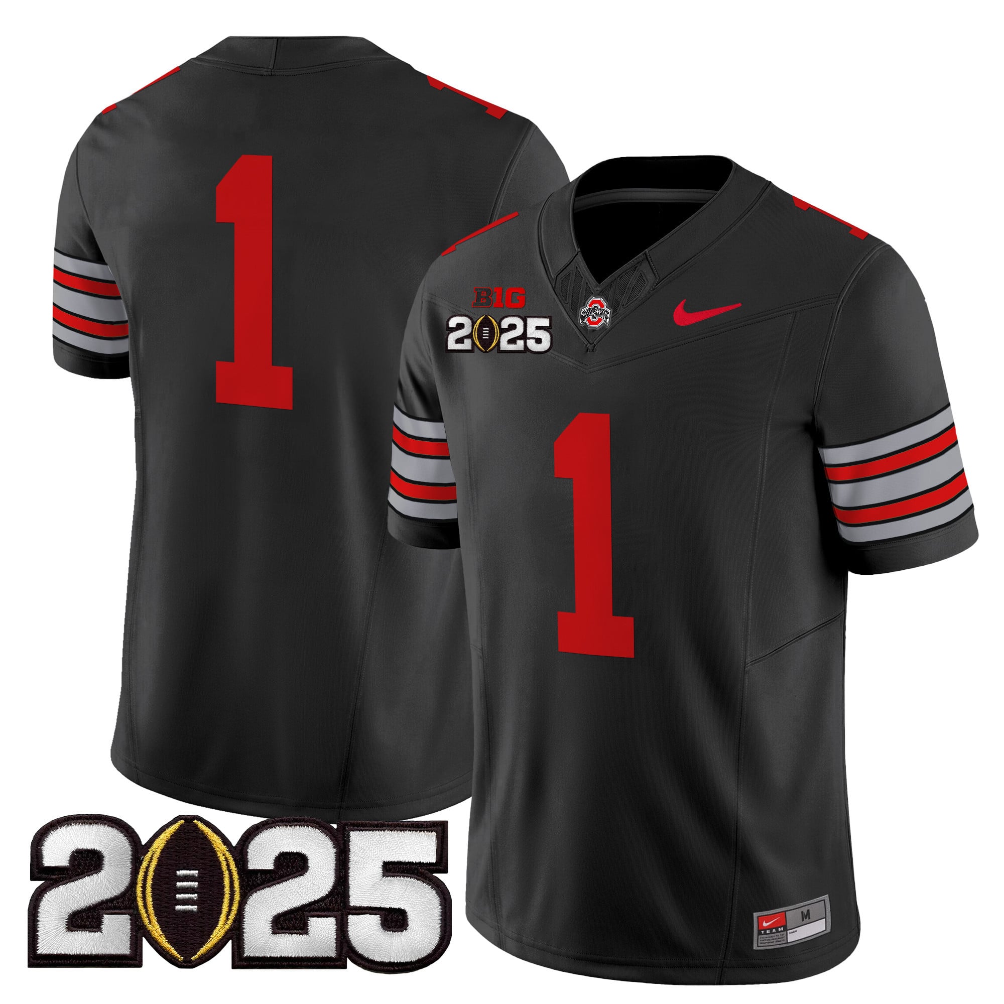 Men’s Ohio State Buckeyes ‘Heritage Stripe’ 2025 CFP Final Patch Vapor Limited Jersey – All Stitched