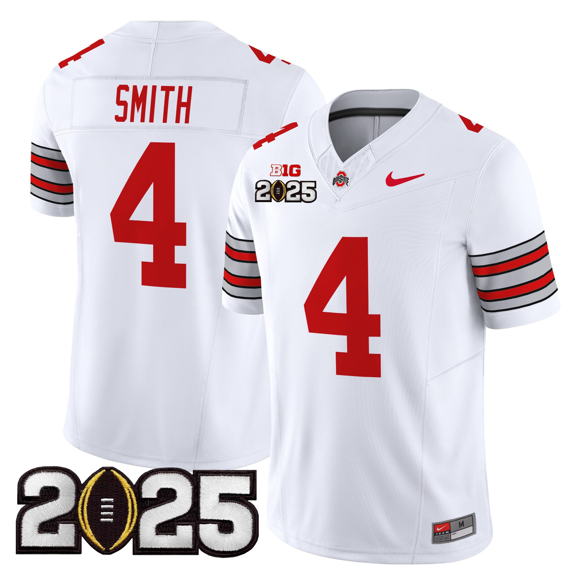 Men’s Ohio State Buckeyes ‘Heritage Stripe’ 2025 CFP Final Patch Vapor Limited Jersey – All Stitched