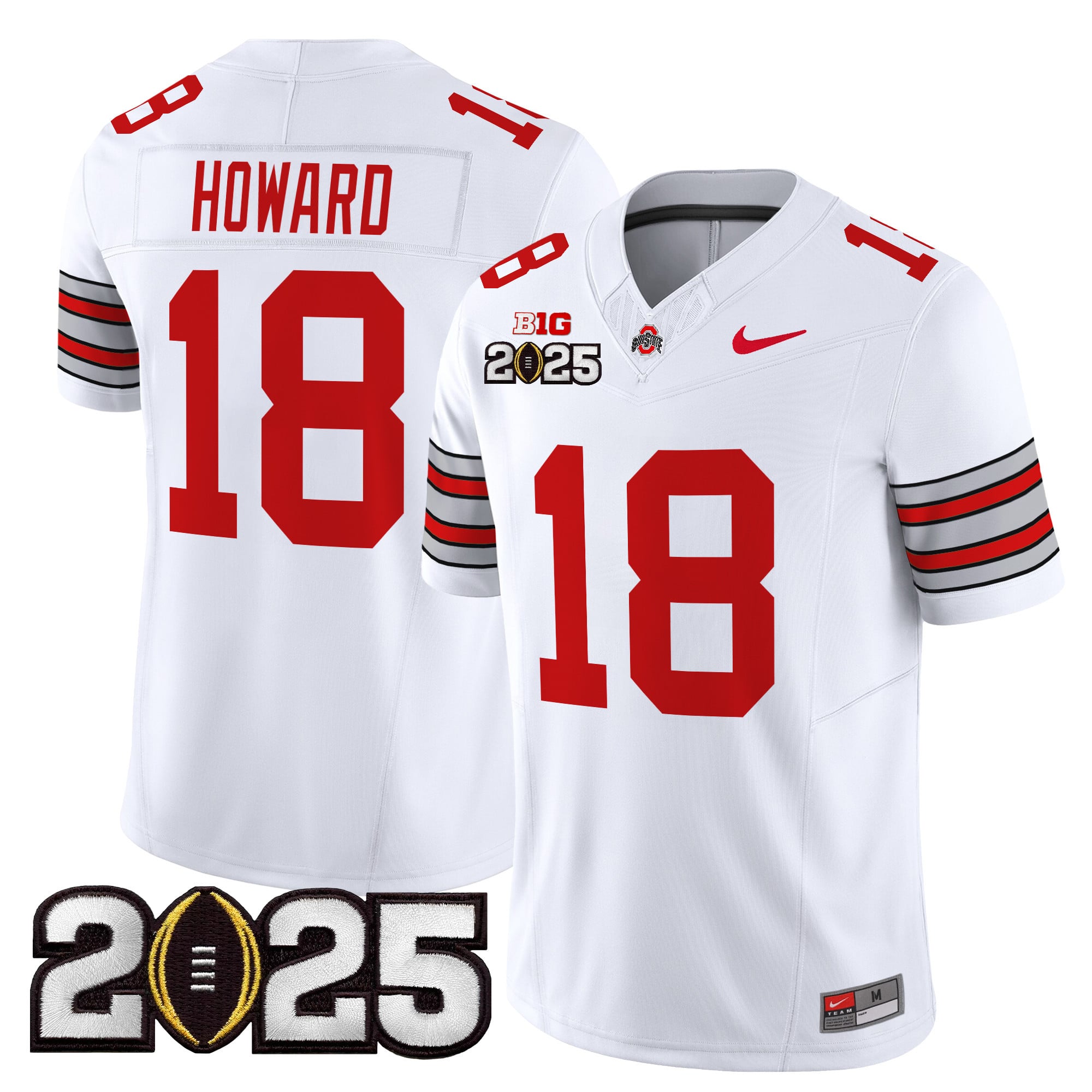Men’s Ohio State Buckeyes ‘Heritage Stripe’ 2025 CFP Final Patch Vapor Limited Jersey – All Stitched