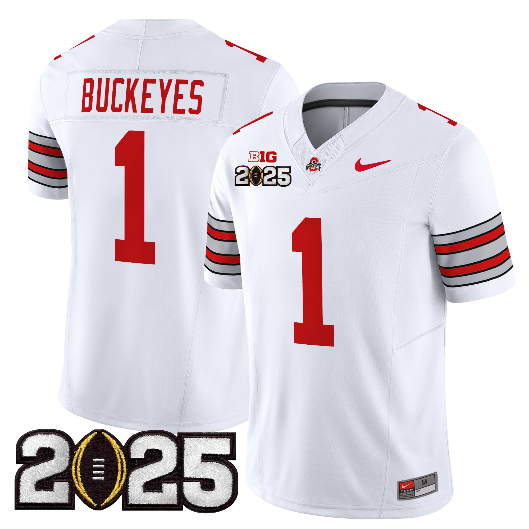 Men’s Ohio State Buckeyes ‘Heritage Stripe’ 2025 CFP Final Patch Vapor Limited Jersey – All Stitched