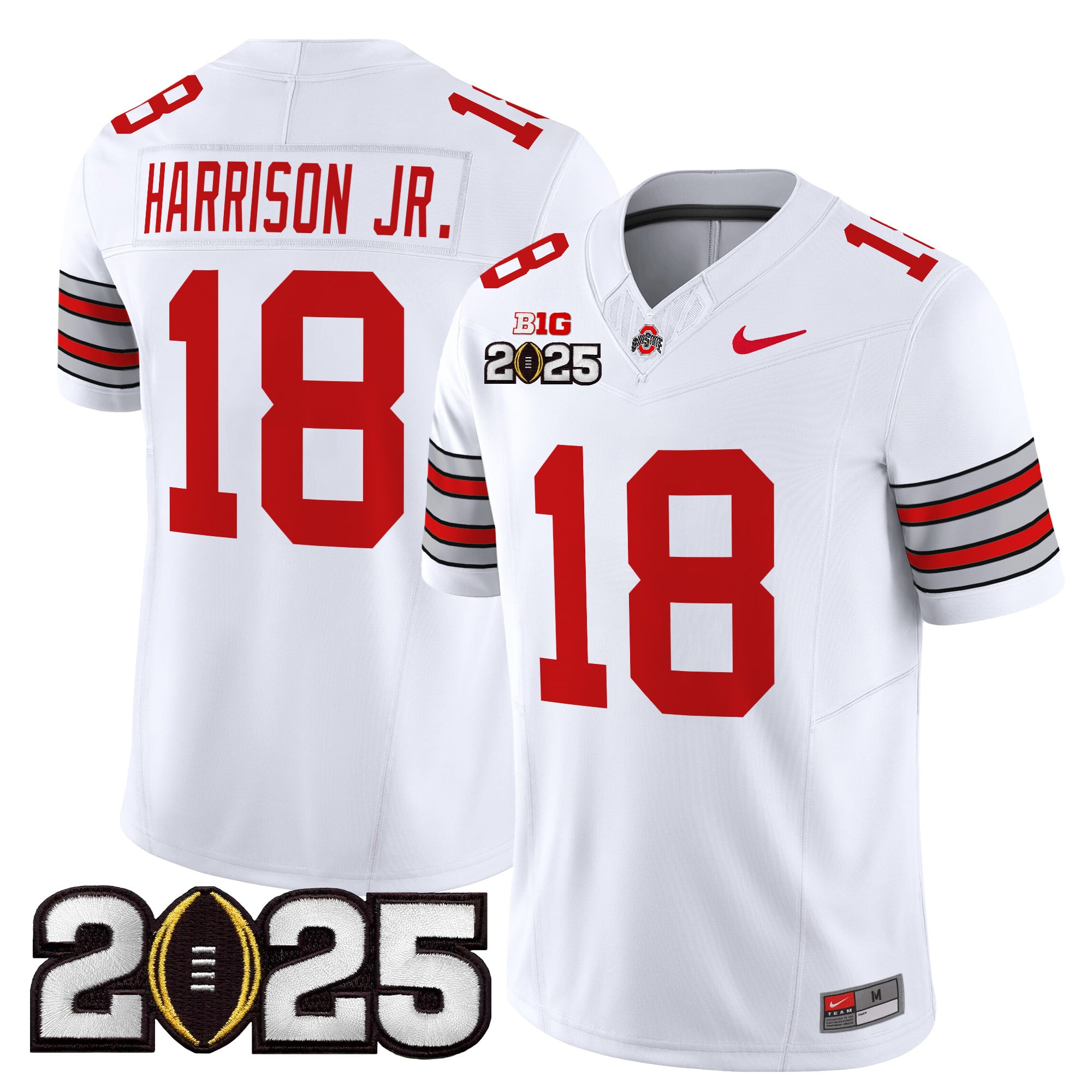 Men’s Ohio State Buckeyes ‘Heritage Stripe’ 2025 CFP Final Patch Vapor Limited Jersey – All Stitched
